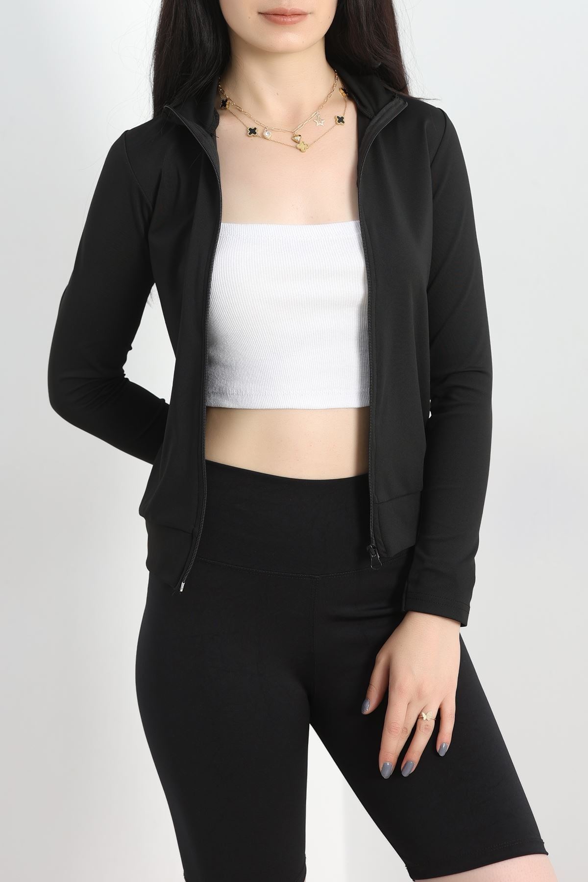 Dik Yaka Dalgıç Ceket Siyah - 50056.053.