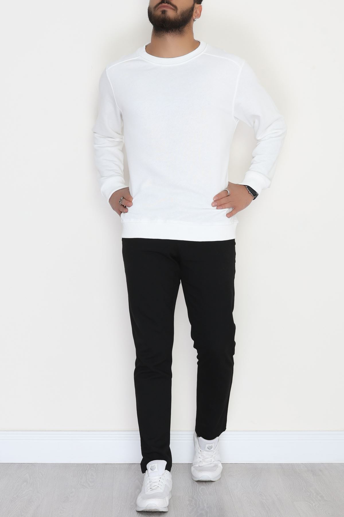 3 İplik Şardonsuz Erkek Sweat Ekru - 42617.1878.