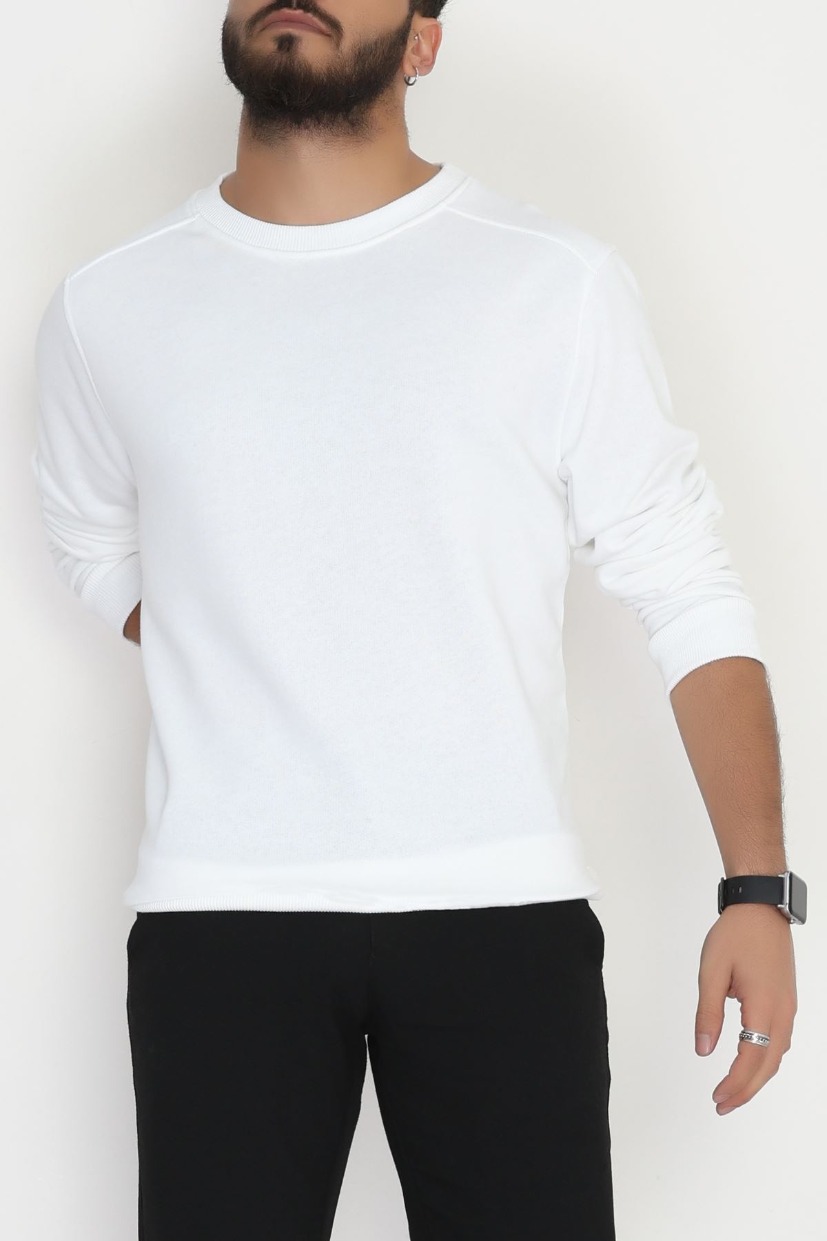 3 İplik Şardonsuz Erkek Sweat Ekru - 42617.1878.