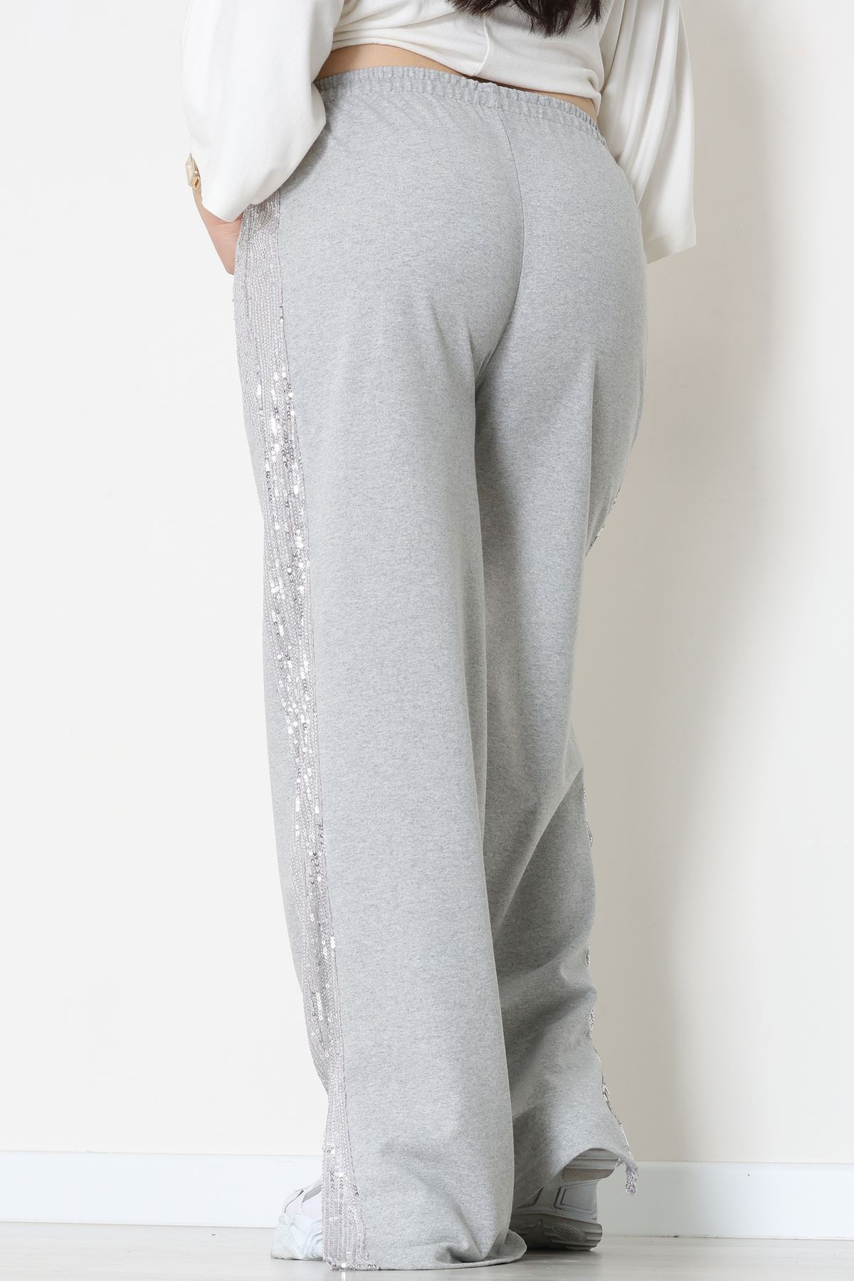 2 İplik Pul Detaylı Eşofman Altı Gri - 52111.1857.