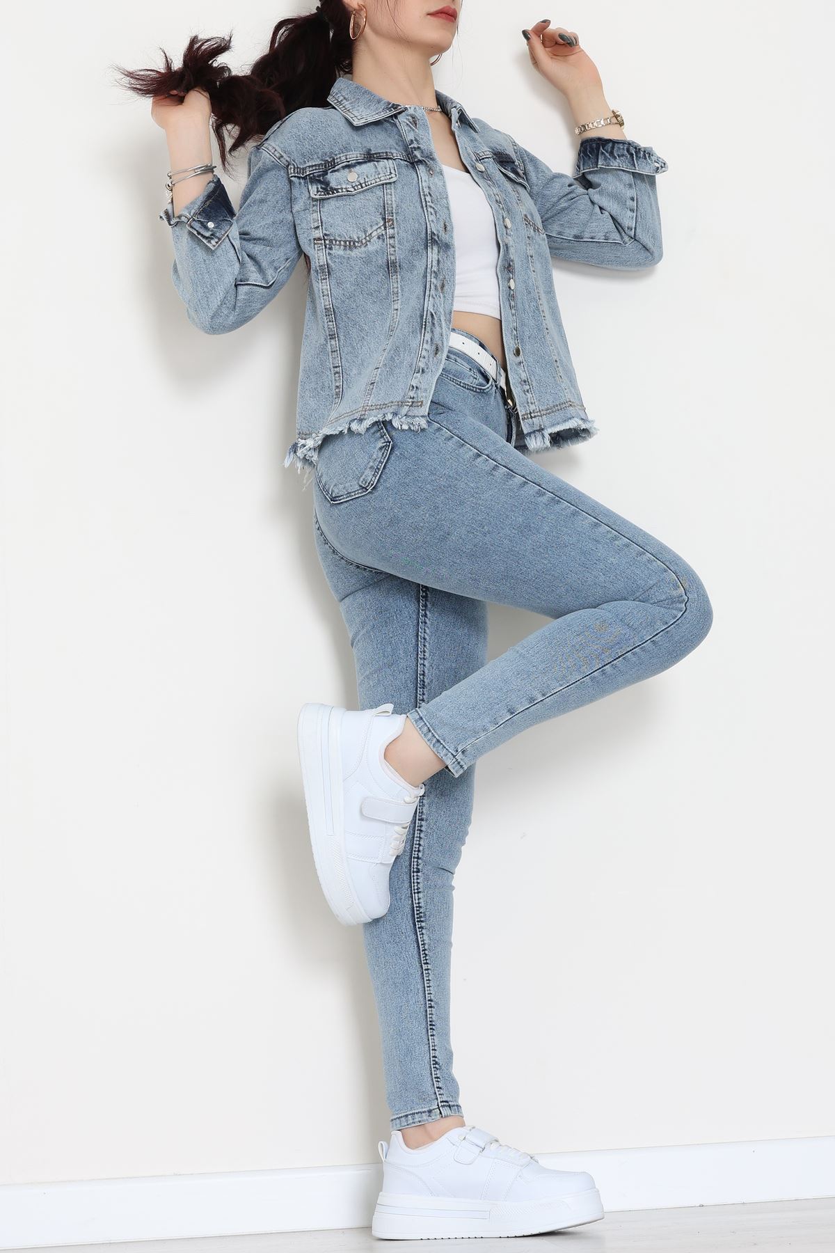 Altı Püsküllü Kot Ceket Mavi - 31786.683.