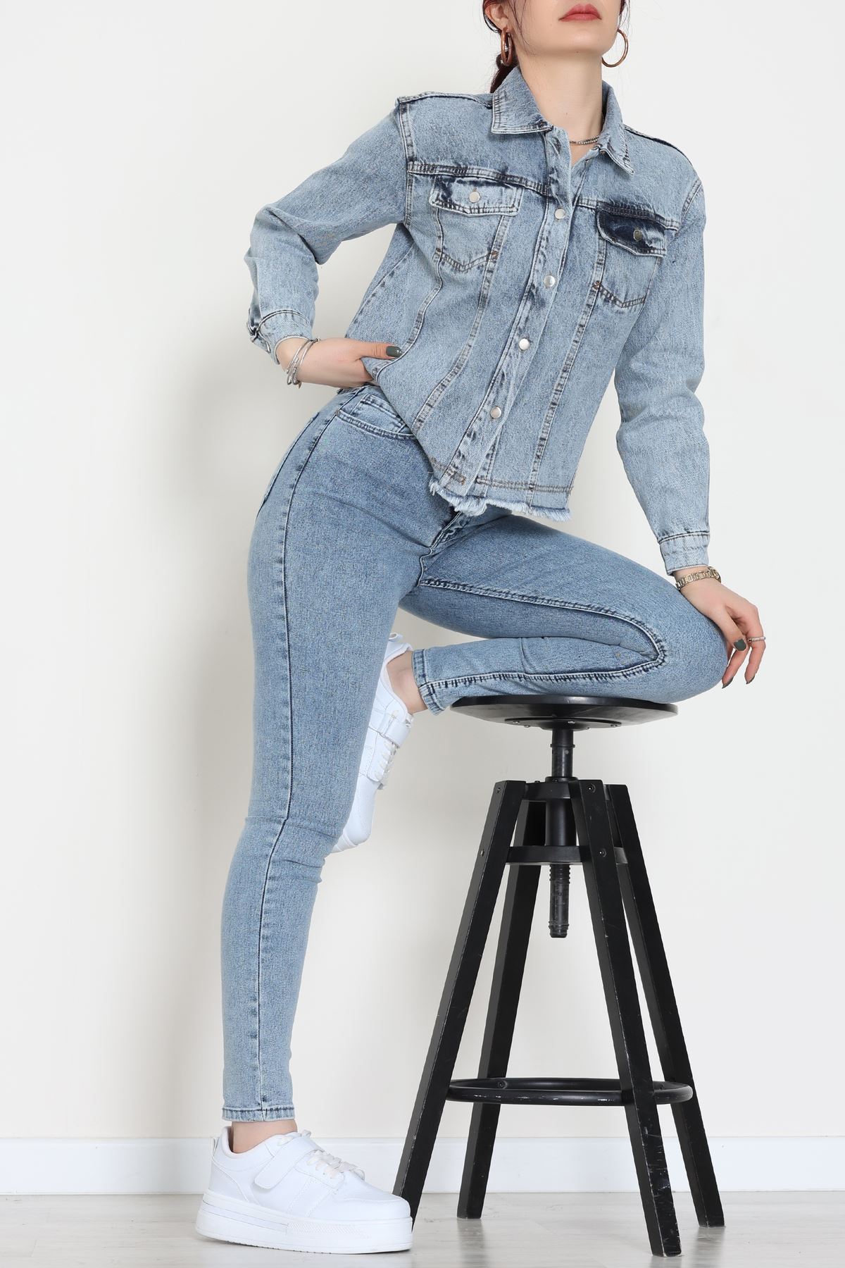 Altı Püsküllü Kot Ceket Mavi - 31786.683.