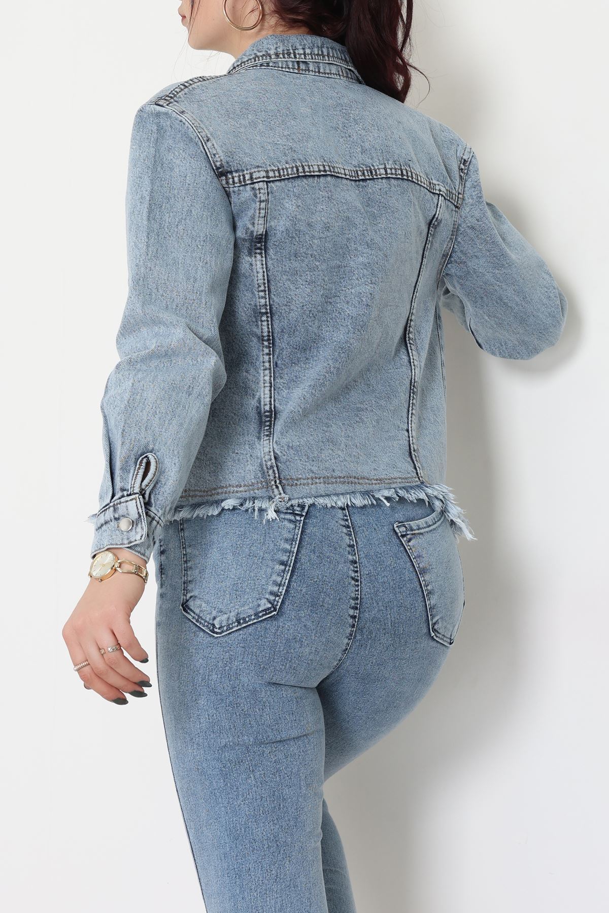 Altı Püsküllü Kot Ceket Mavi - 31786.683.