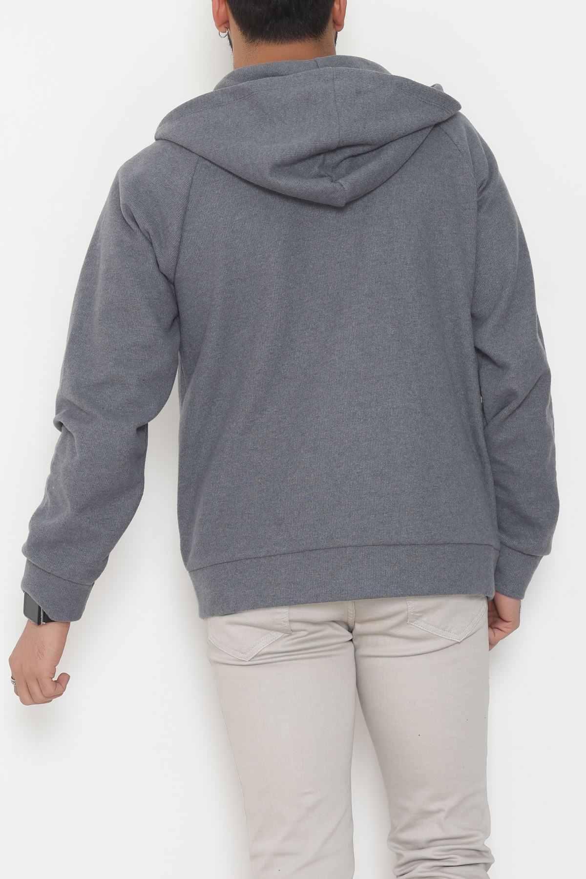 Selanik Kumaş Kapşonlu Erkek Sweat Füme - 42799.1567.