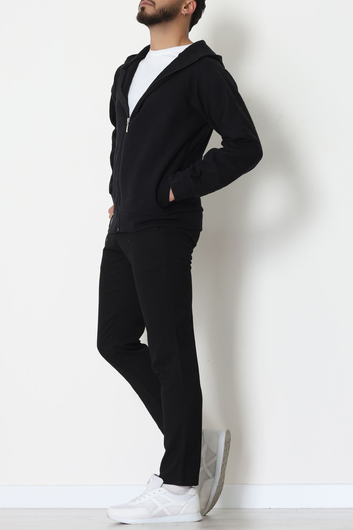 Selanik Kumaş Kapşonlu Erkek Sweat Siyah - 42799.1567.