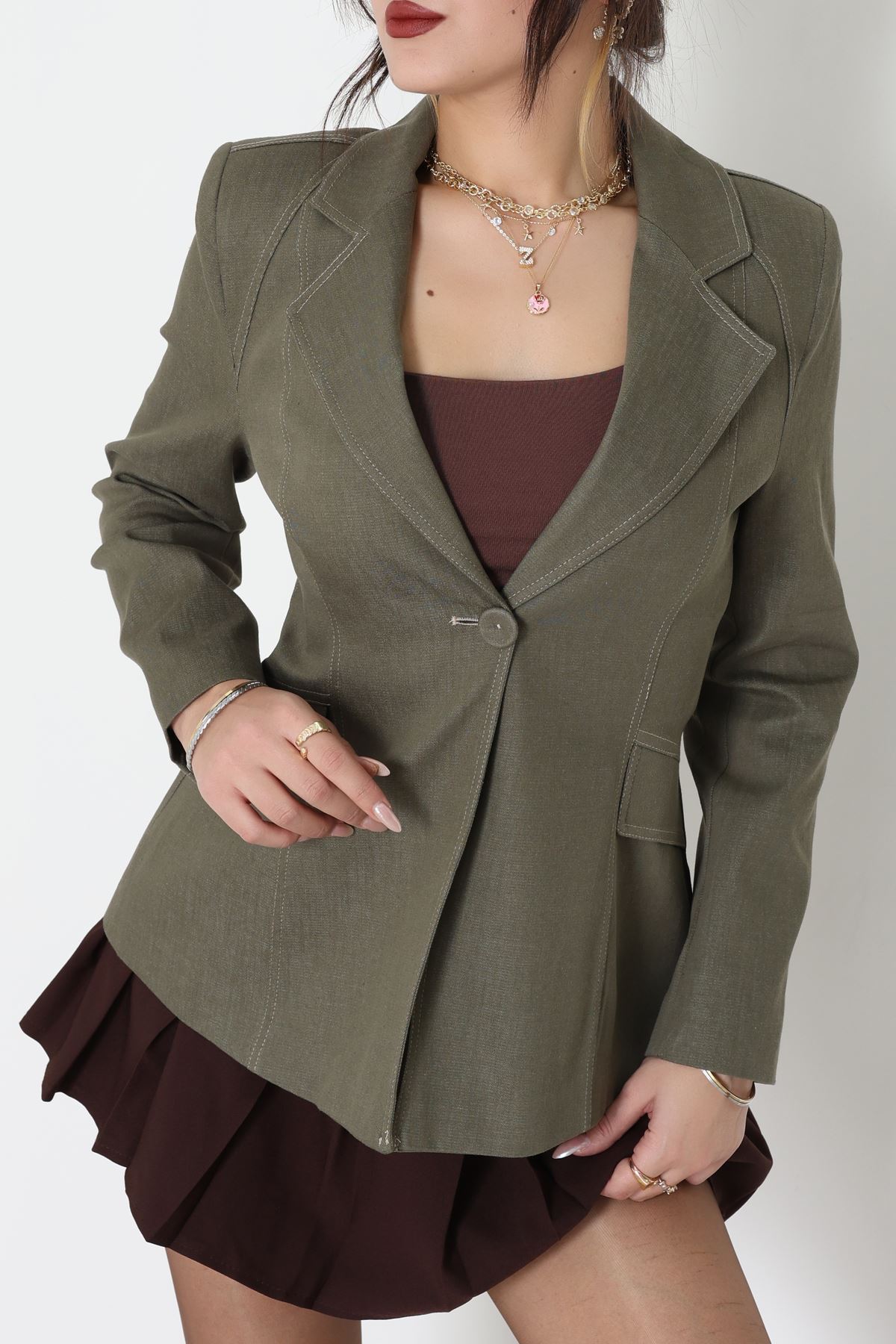 Astarlı Denim Ceket Yeşil - 6276.001.