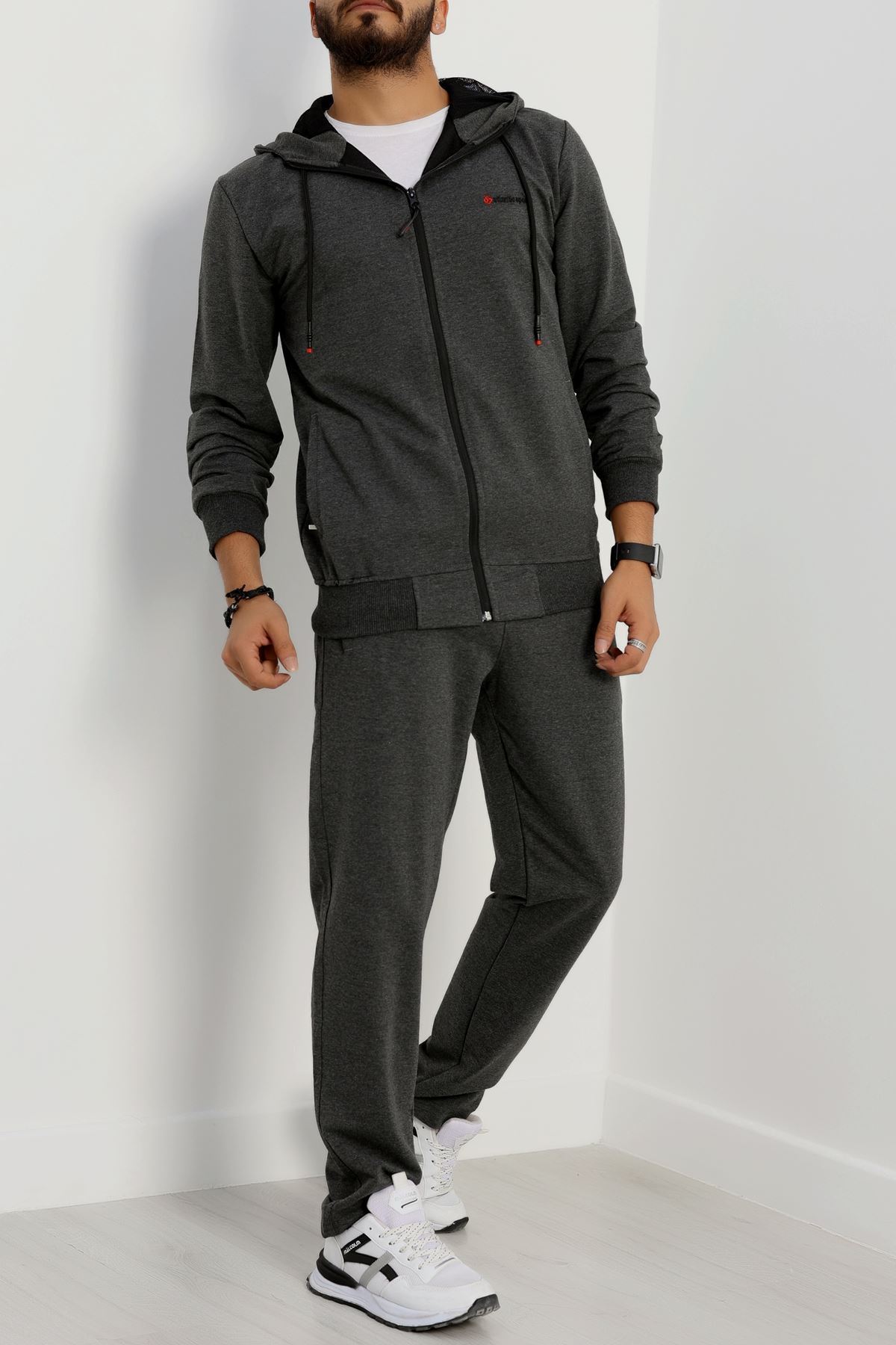 Kompakt 2 İplik Kapşonlu Erkek Eşofman Takımı Antrasit - 42154.1937.