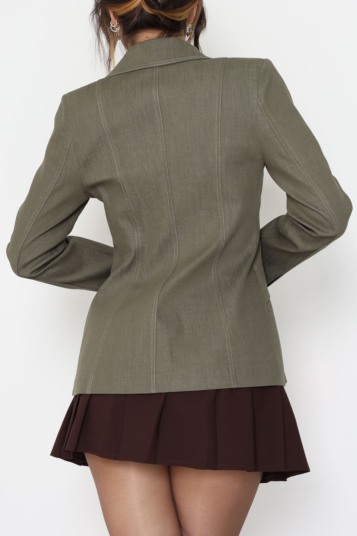 Astarlı Denim Ceket Yeşil - 6276.001.