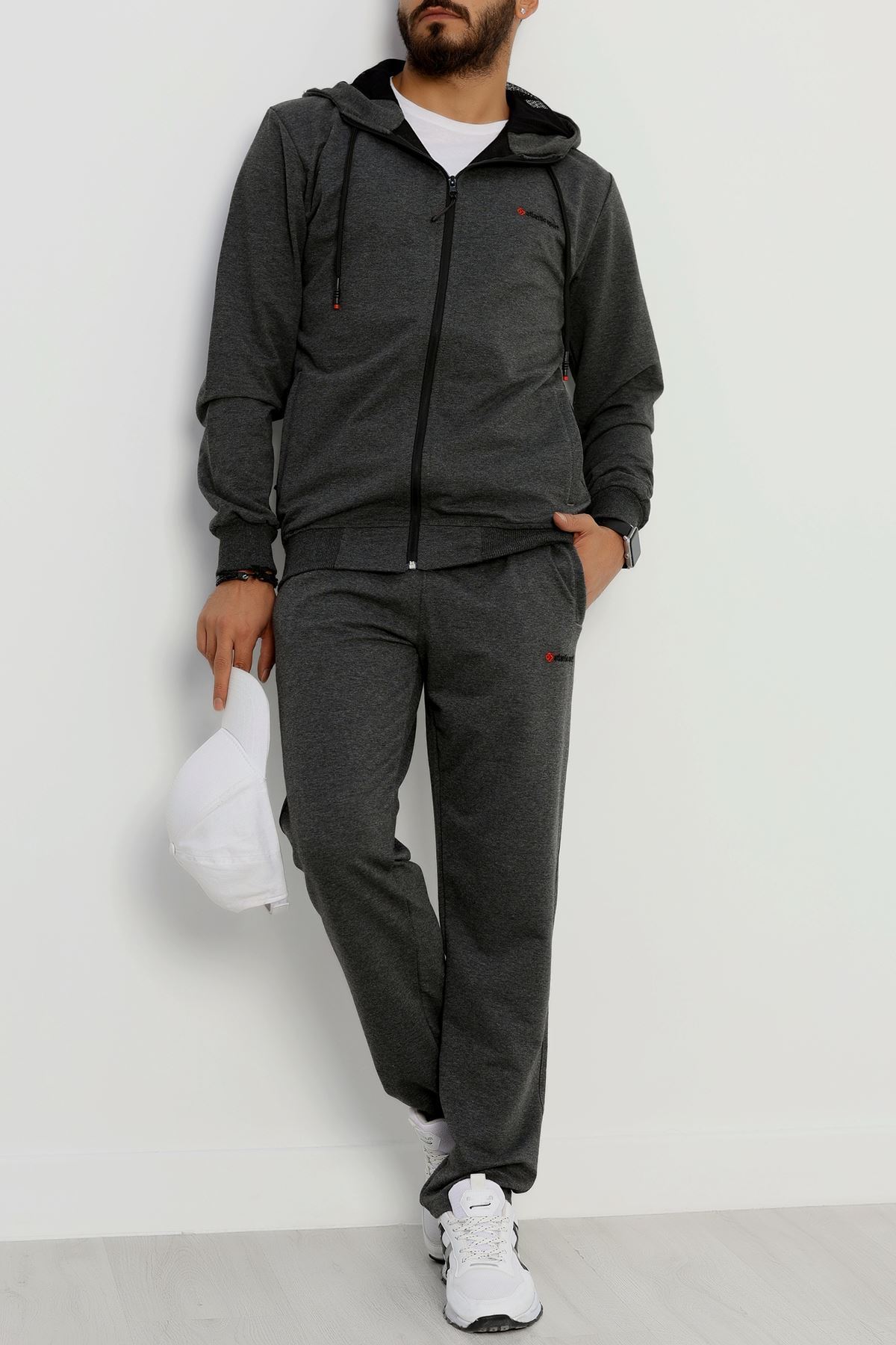Kompakt 2 İplik Kapşonlu Erkek Eşofman Takımı Antrasit - 42154.1937.