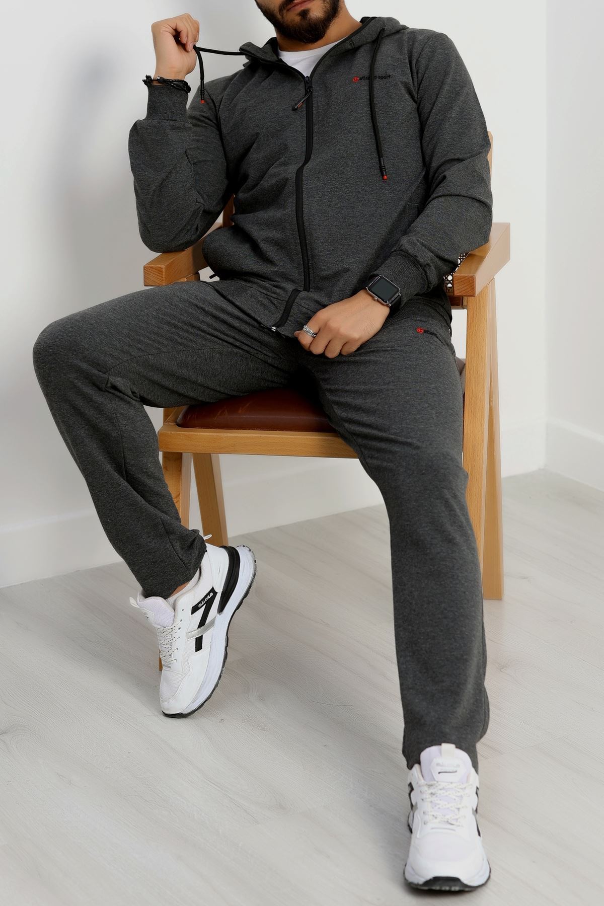 Kompakt 2 İplik Kapşonlu Erkek Eşofman Takımı Antrasit - 42154.1937.
