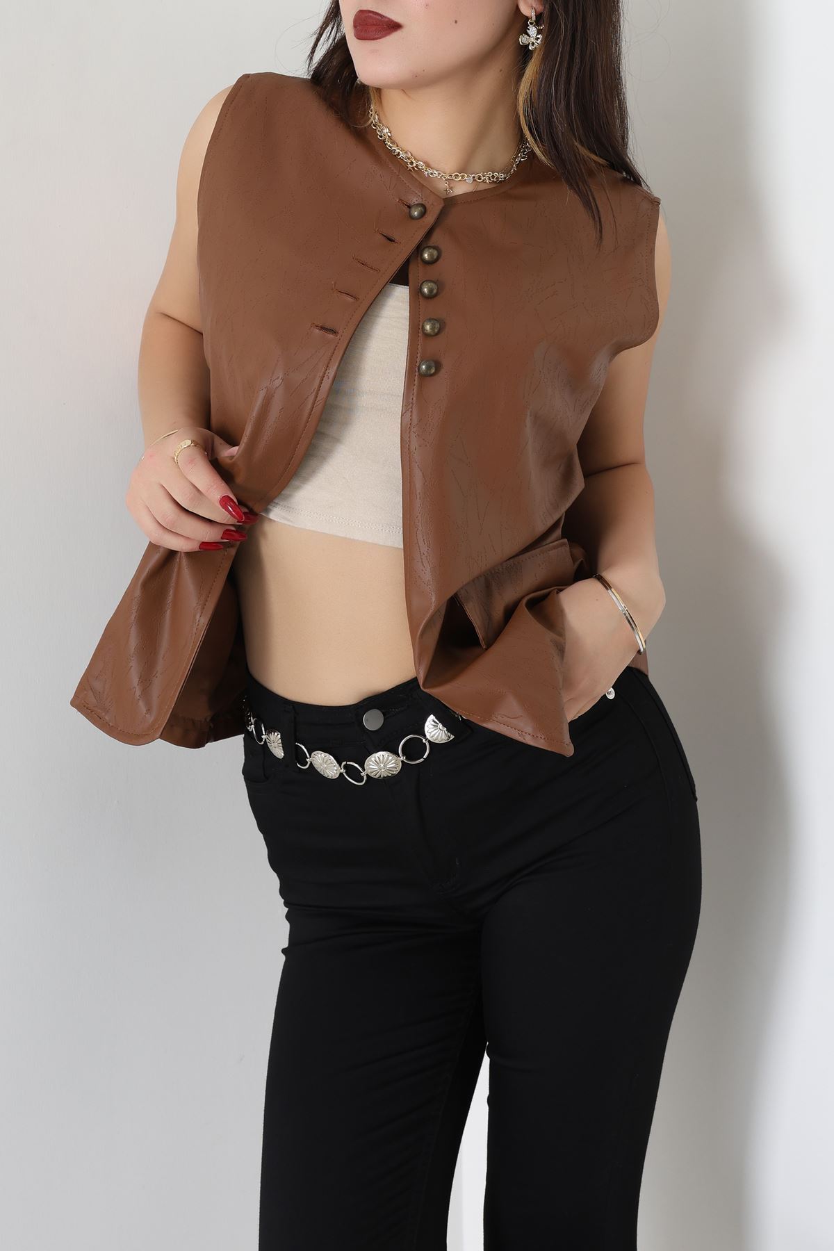 Deri Yelek Kahve - 8737.2126.