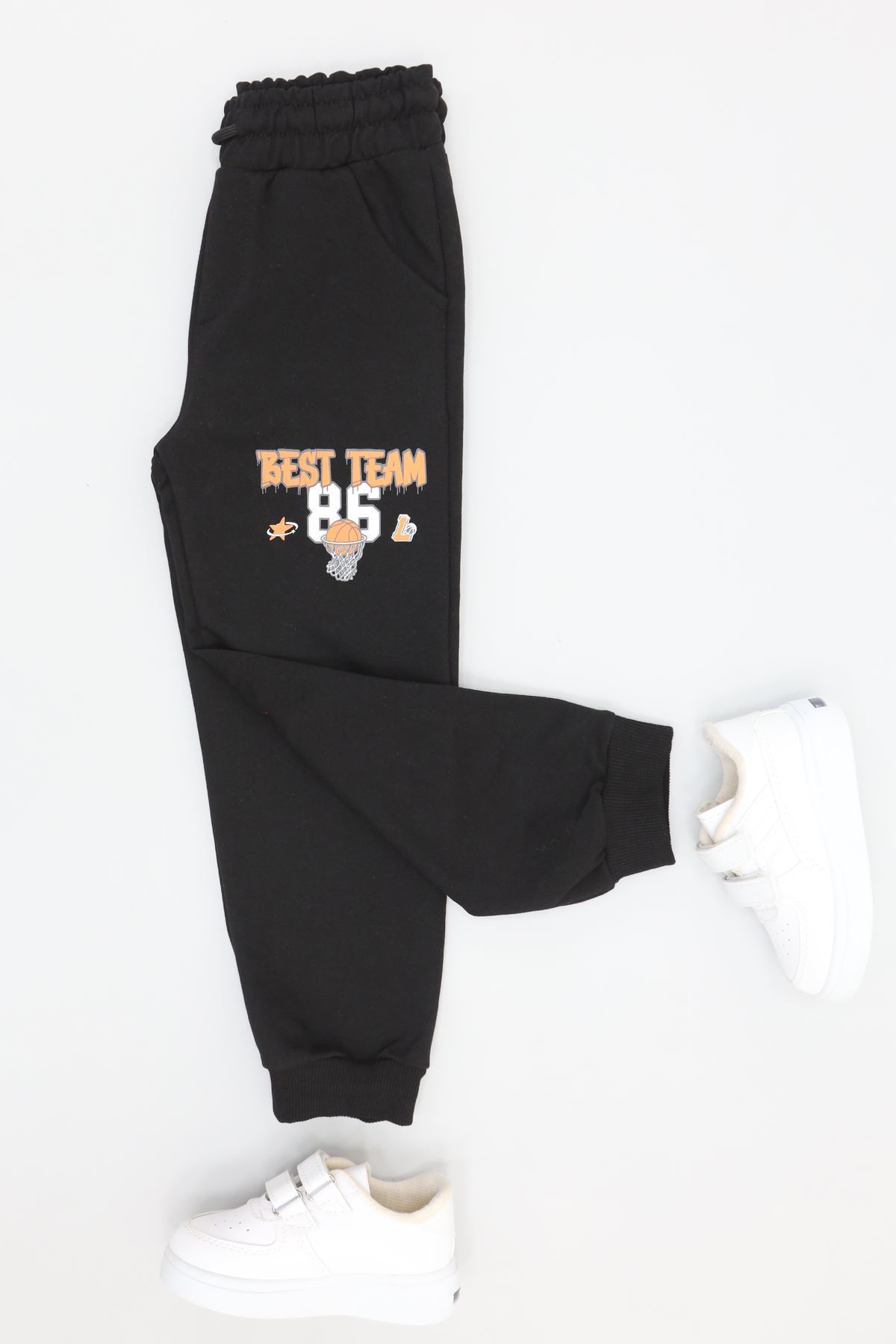 6-9 Yaş 2 İplik Şardonsuz Eşofman Altı Siyah - 2260011.1576.