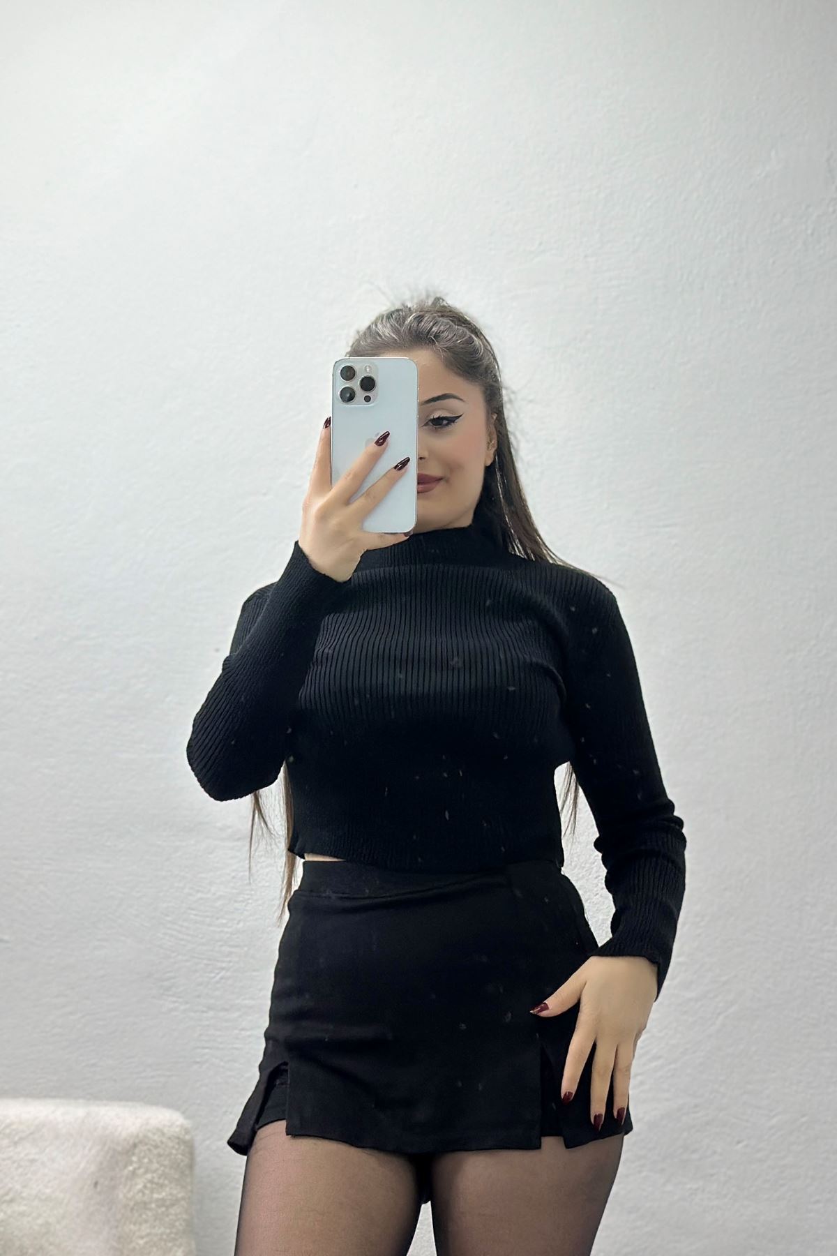 Yarım Balıkçı Yaka Triko Siyah - 4049.2043.