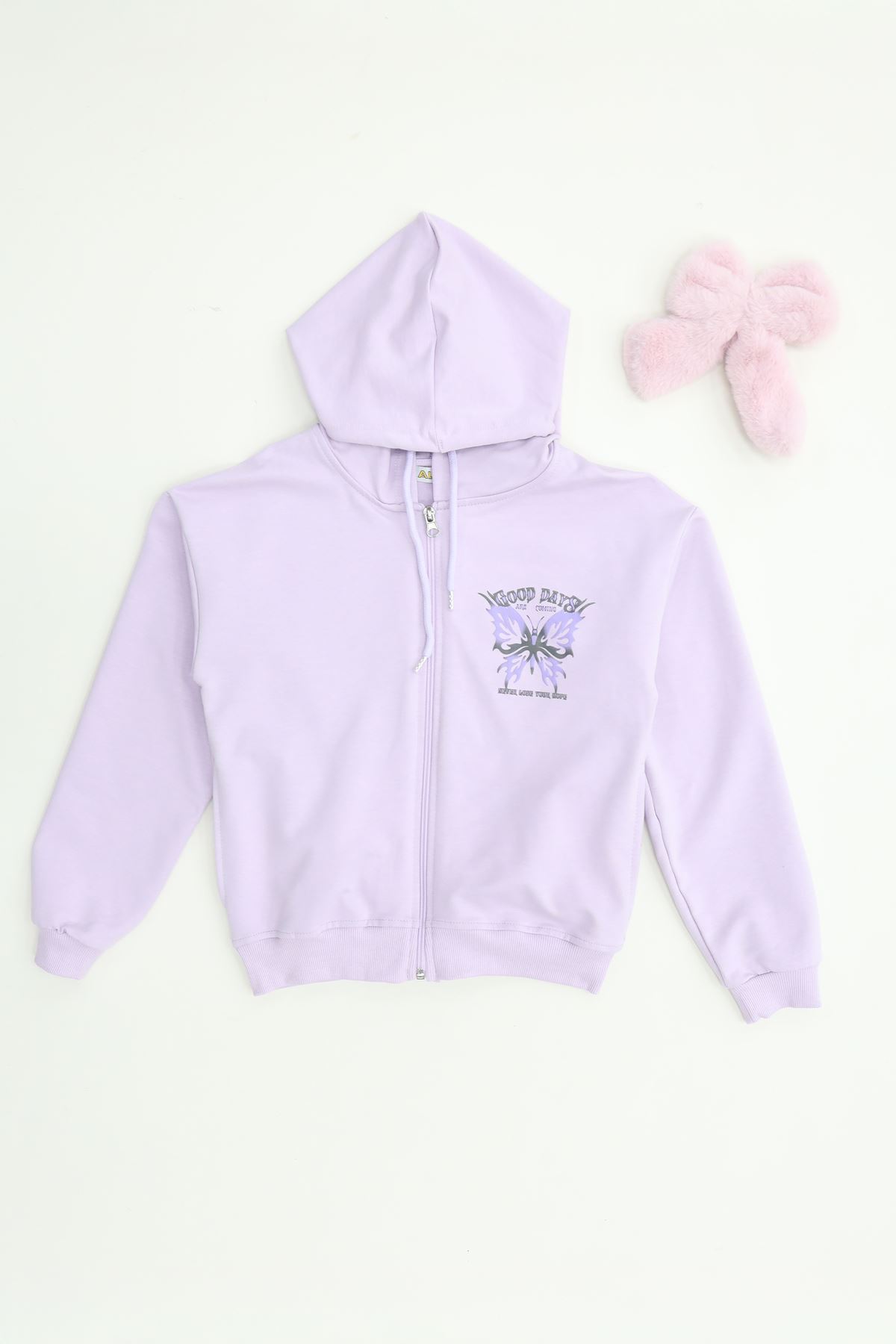 2 İplik 10 13 Yaş Kompak Fermuarlı Sweat Lila - 7264277.1576.