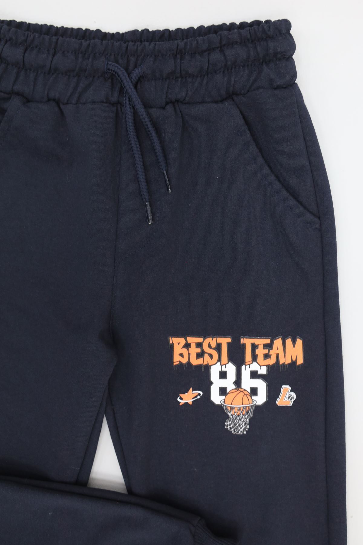 6-9 Yaş 2 İplik Şardonsuz Eşofman Altı Lacivert - 2260011.1576.