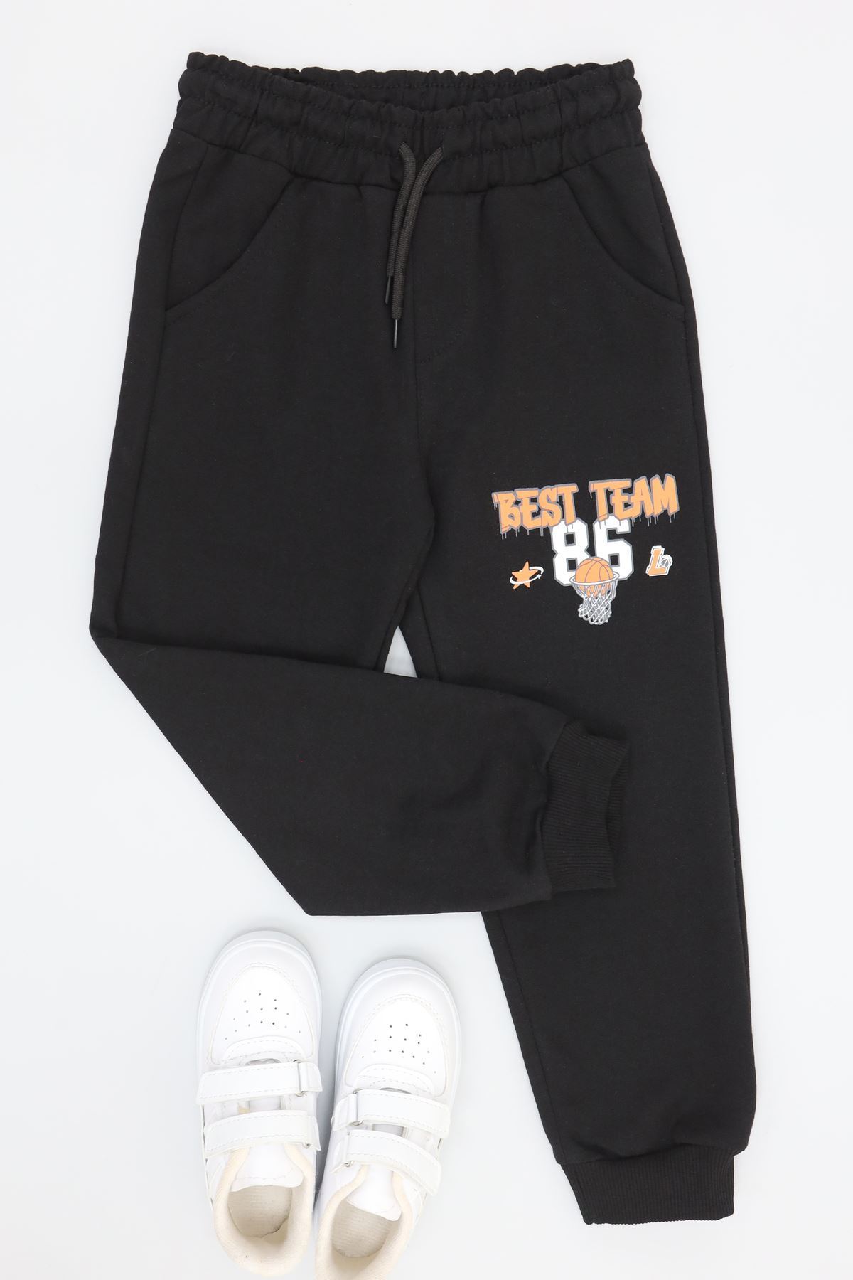 6-9 Yaş 2 İplik Şardonsuz Eşofman Altı Siyah - 2260011.1576.