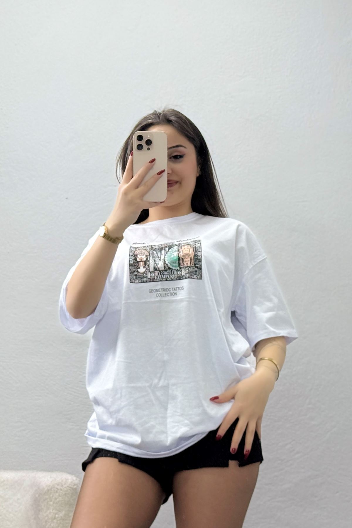 Kompakt Penye Unisex Tişört Beyazkahve1 - 55064.1872.