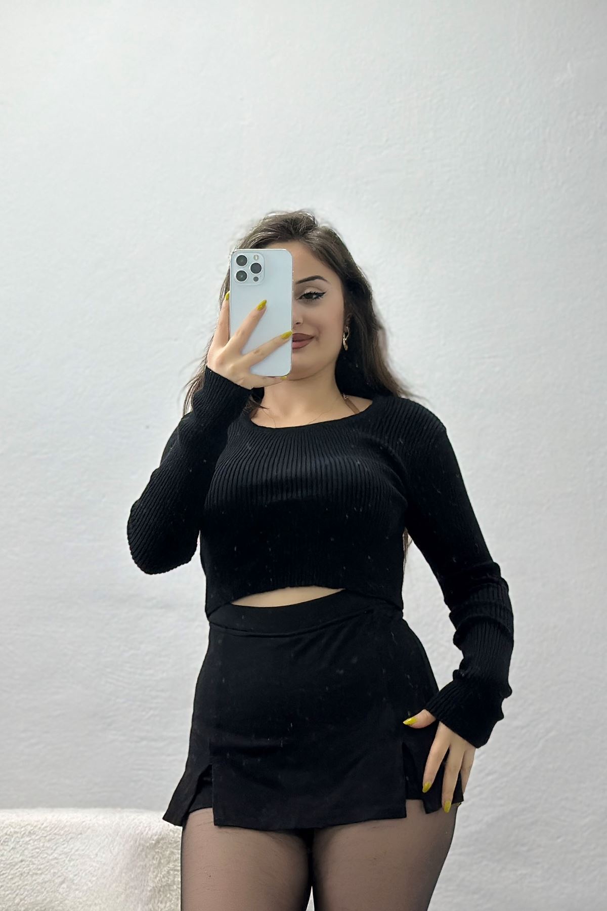 Kare Yaka Triko Siyah - 4012.2043.