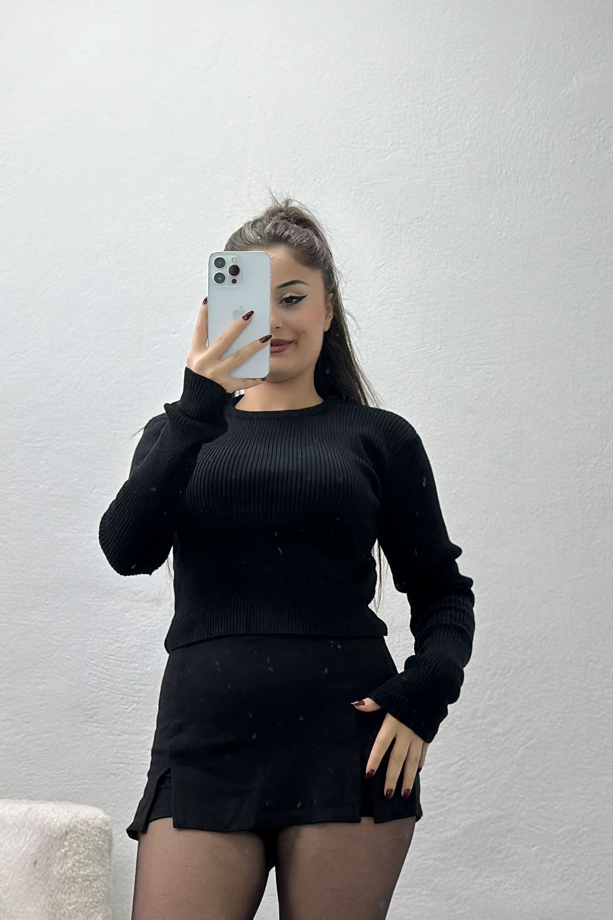 Bisiklet Yaka Triko Siyah - 4003.2043.