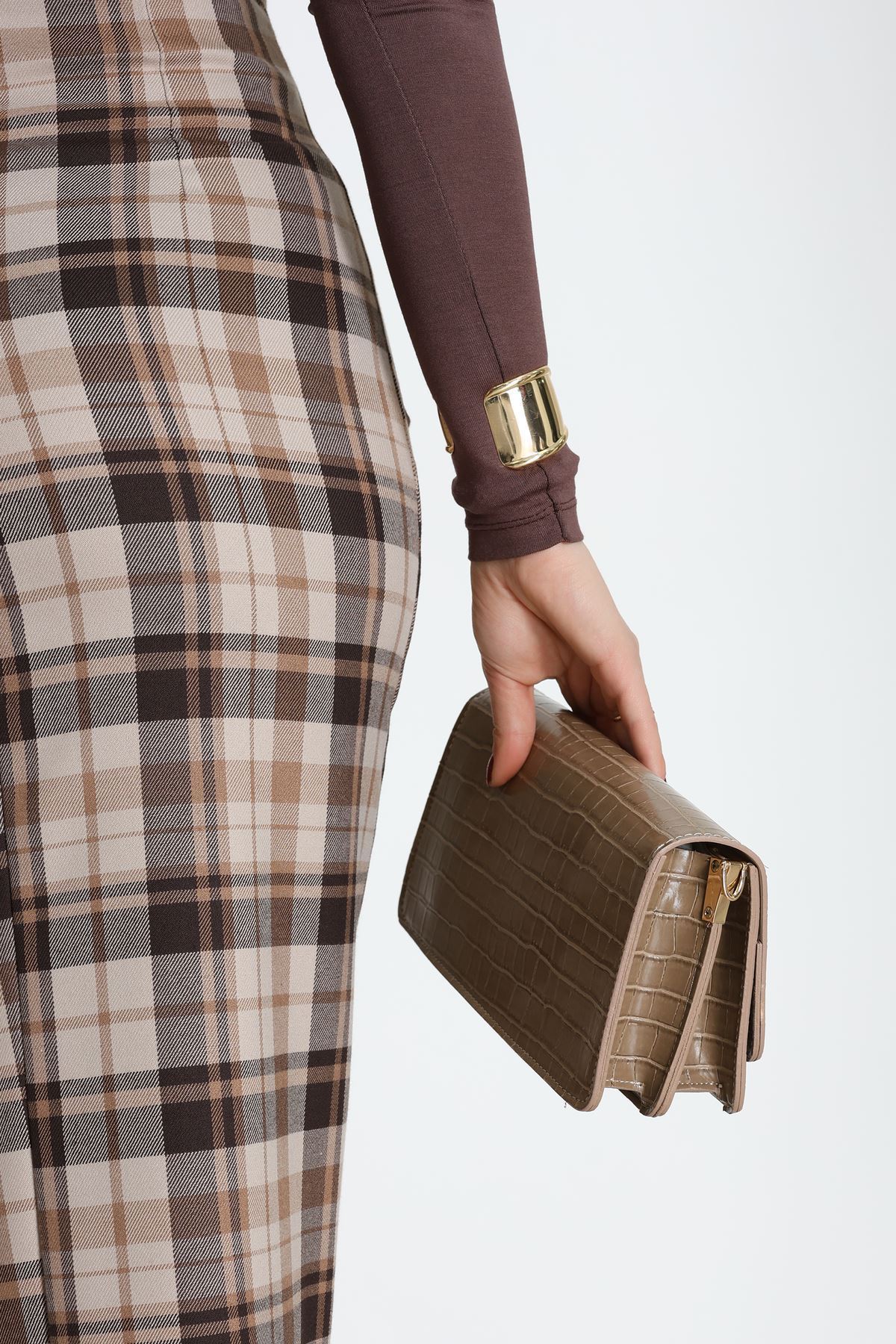 Kroko Kol Çantası Vizon - 3006.1853.