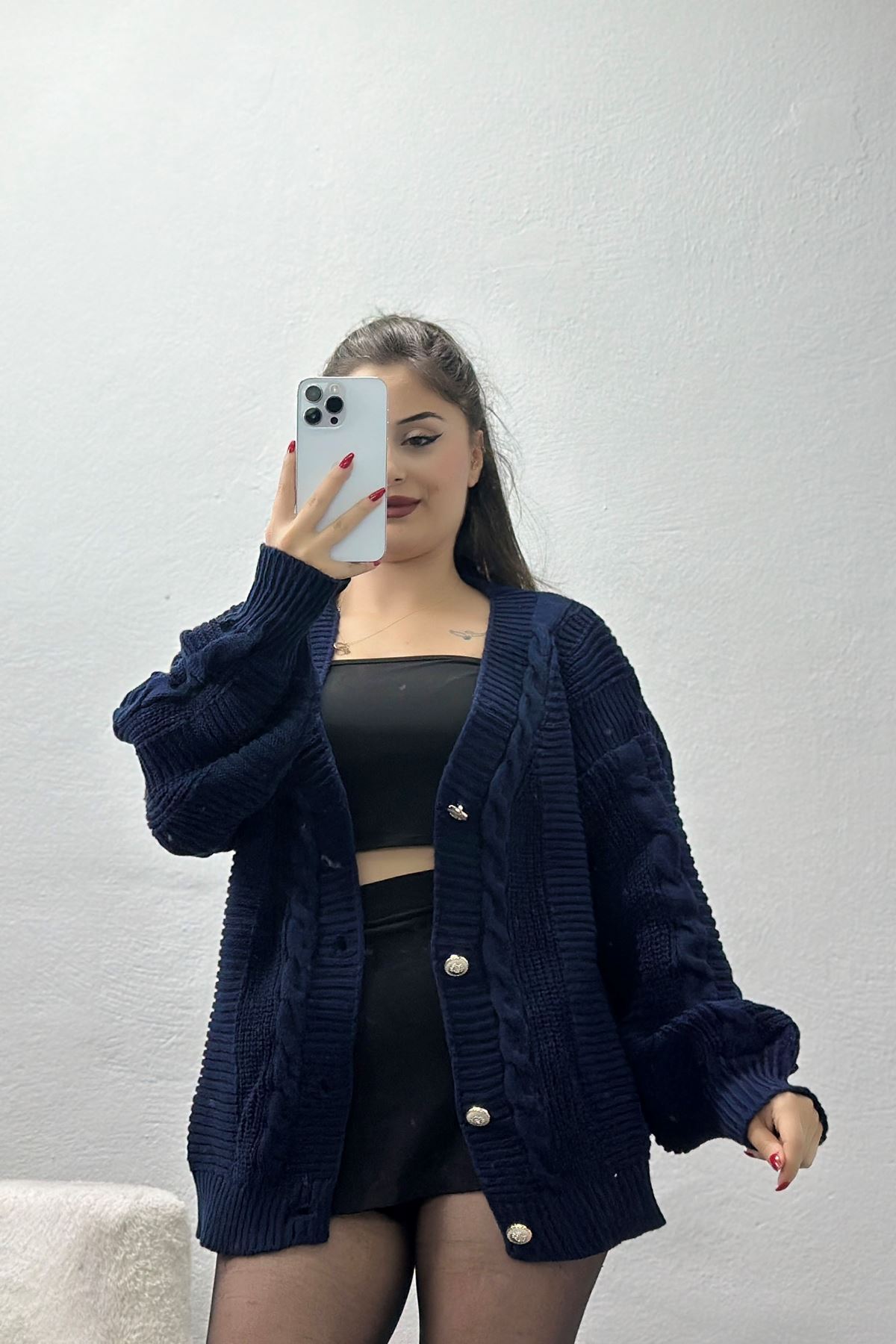 Balon Kol Hırka Lacivert - 340.1577.