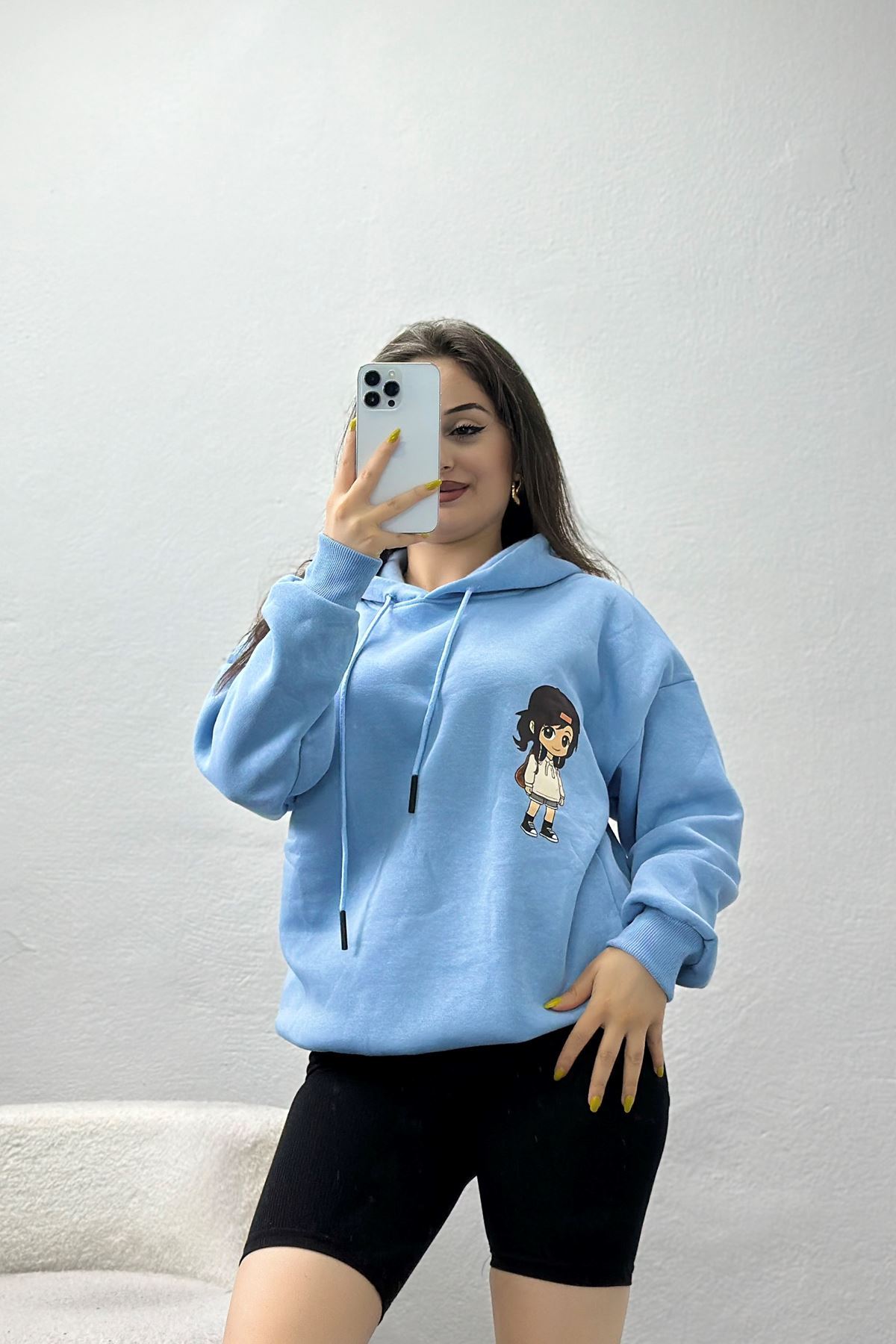 3 İplik Kapşonlu Baskılı Sweat Bebemavi - 42222.1878.