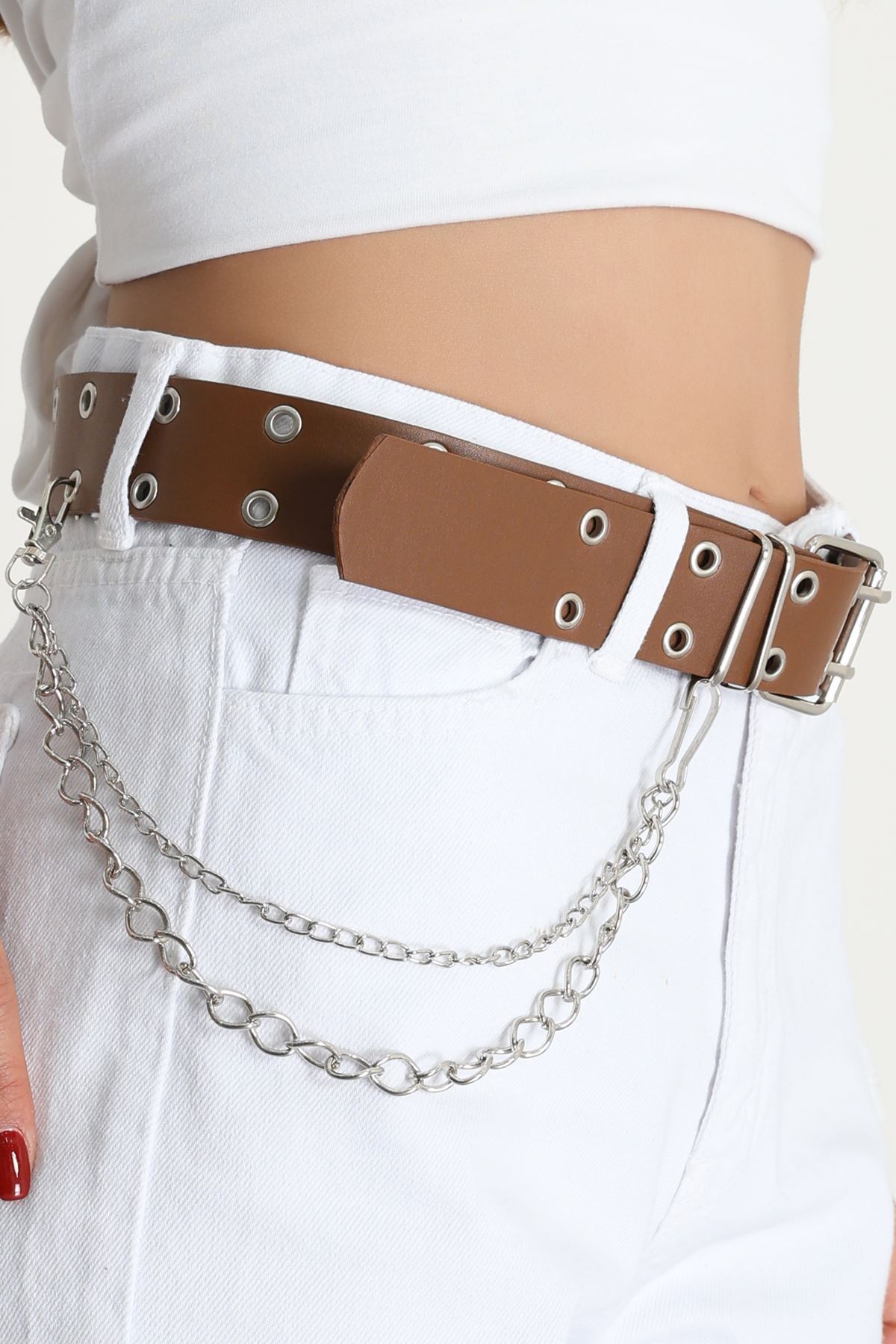 Zincir Aksesuarlı Kemer Kahve - 6787.1140.