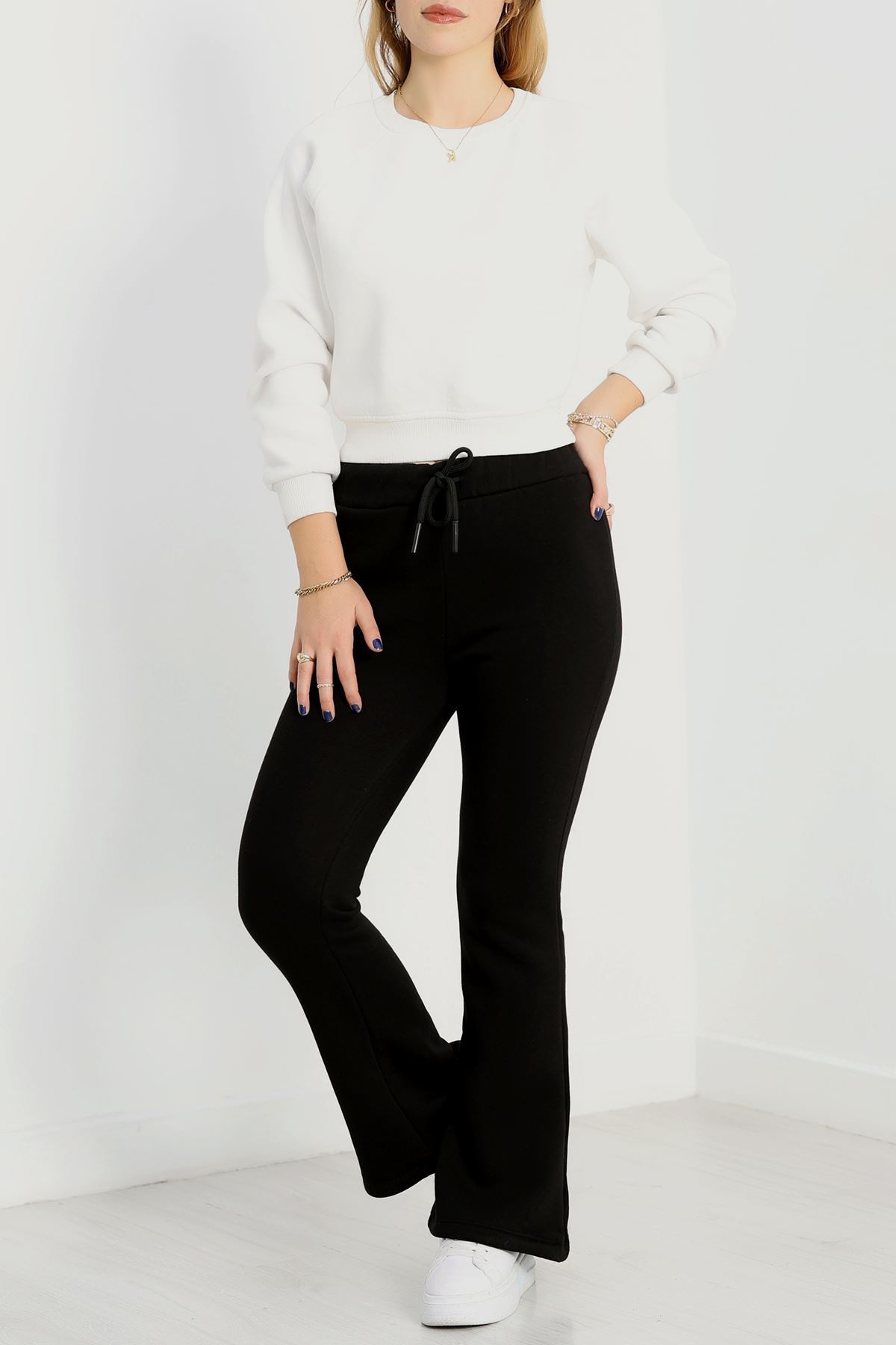 3 İplik İspanyol Paça Eşofman Altı Siyah - 42522.1878.