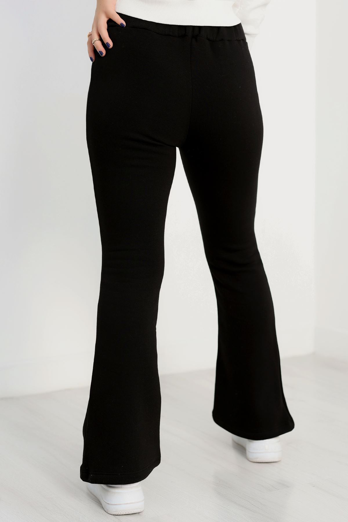 3 İplik İspanyol Paça Eşofman Altı Siyah - 42522.1878.