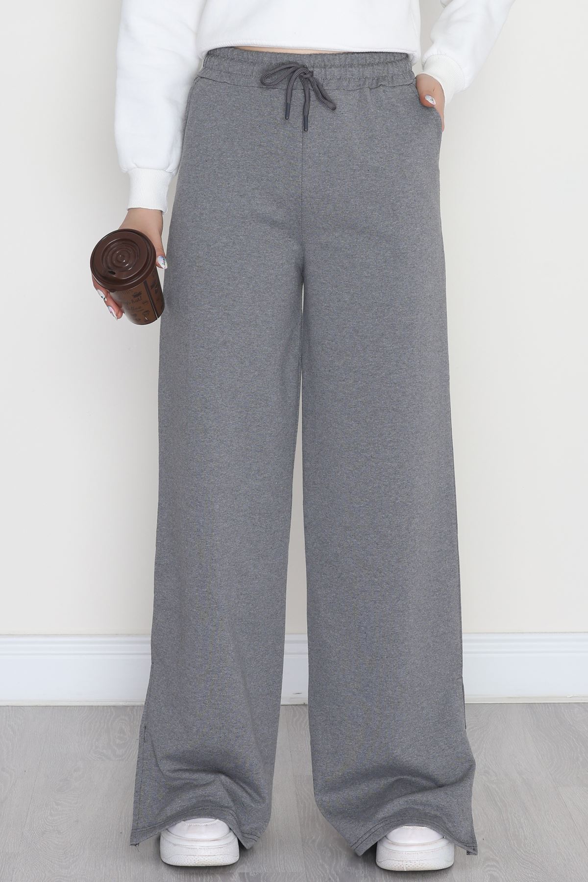 Yırtmaçlı 2 İplik Eşofman Altı Füme - 40025.1857.