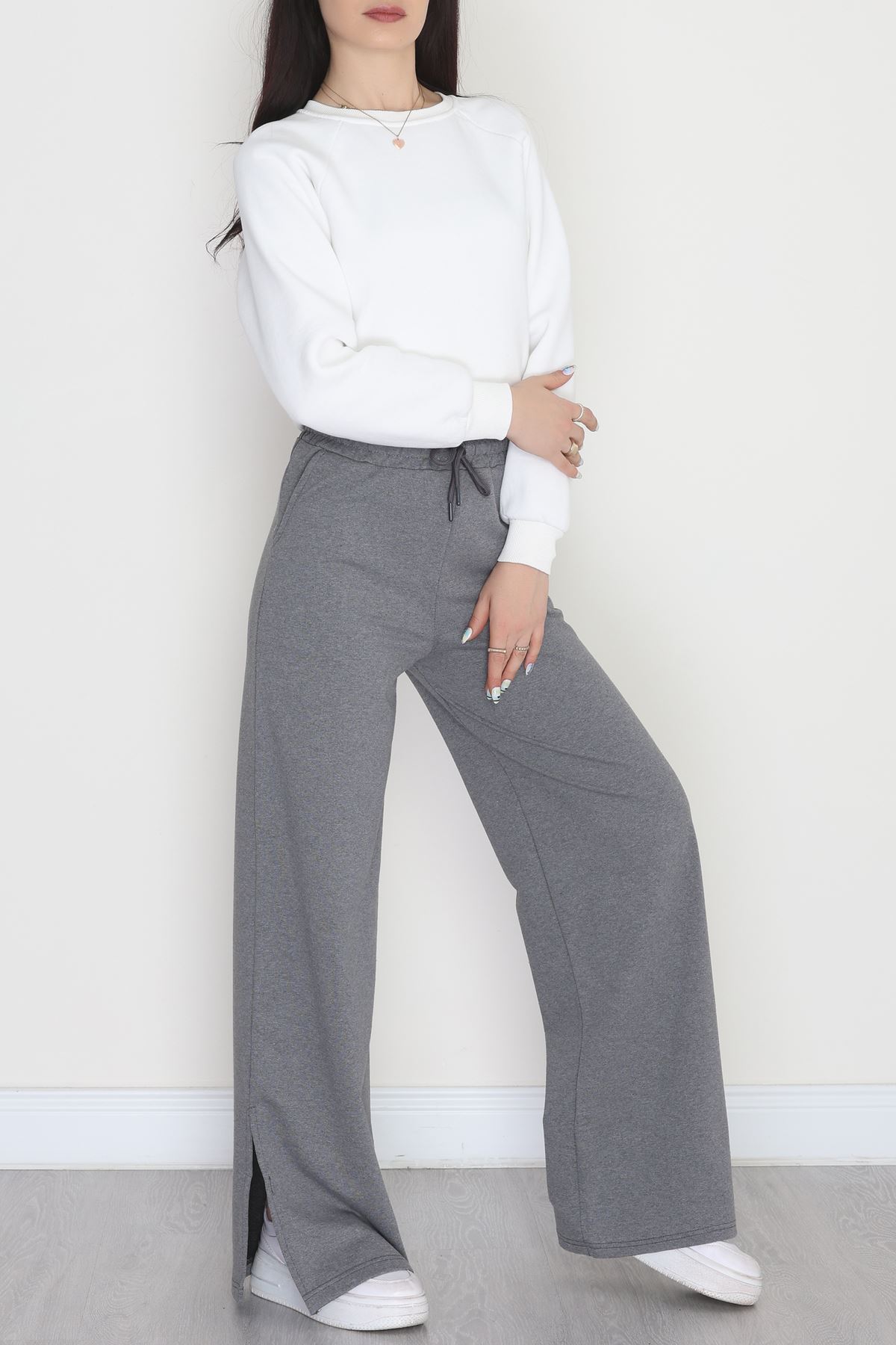 Yırtmaçlı 2 İplik Eşofman Altı Füme - 40025.1857.