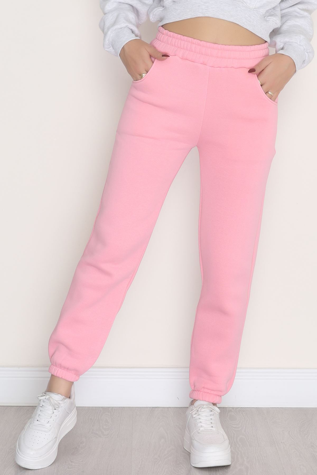 Lastikli 3 İplik Eşofman Altı Açıkpembe - 20956.1878.