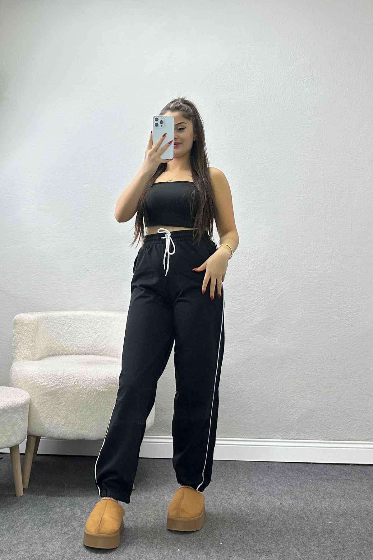 Biyeli 2 İplik Eşofman Altı Siyah - 50937.1005.