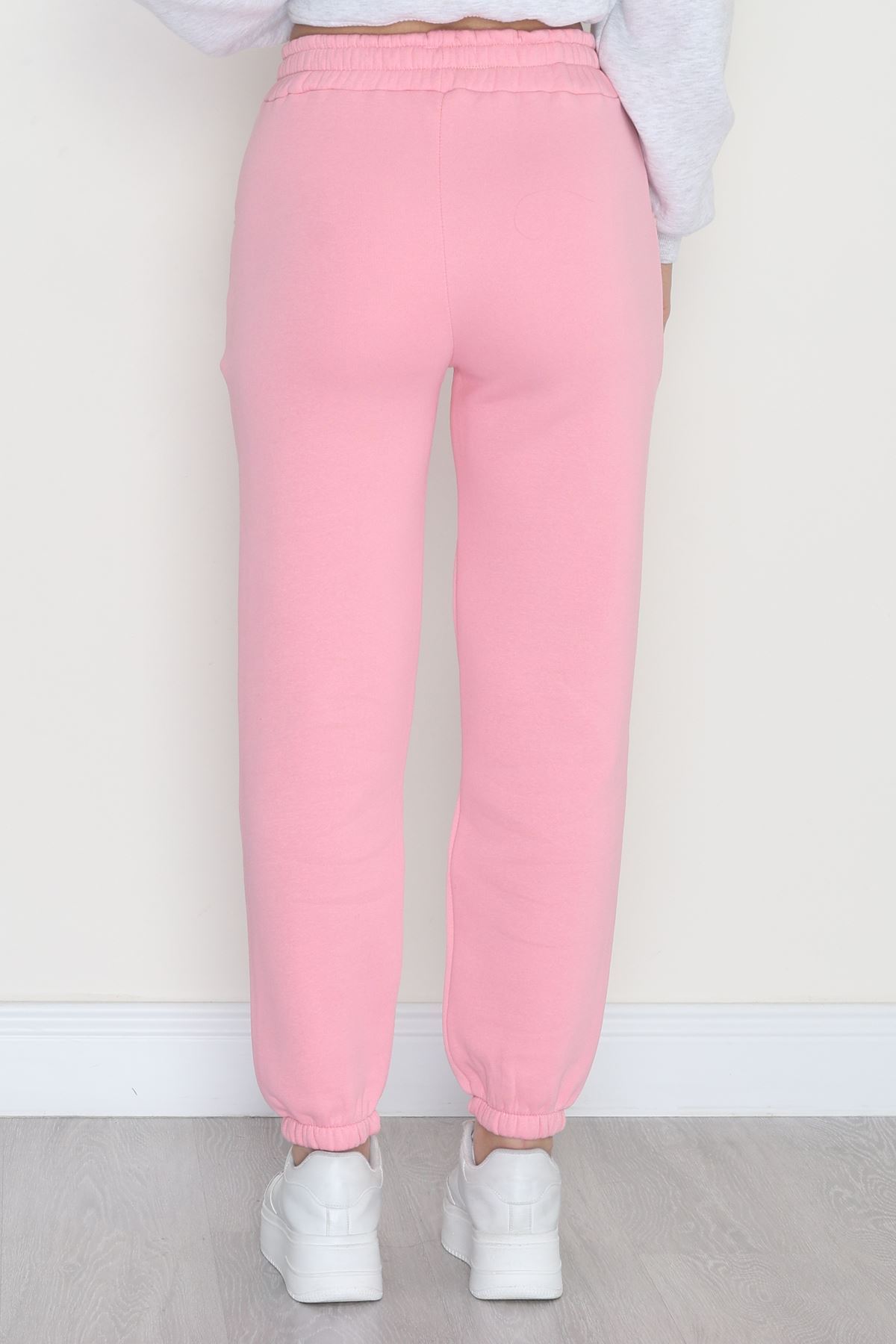 Lastikli 3 İplik Eşofman Altı Açıkpembe - 20956.1878.