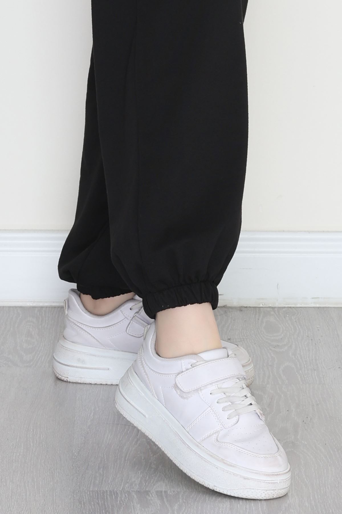 Paça Lastikli 2 İplik Pileli Eşofman Altı Siyah - 52008.1857.