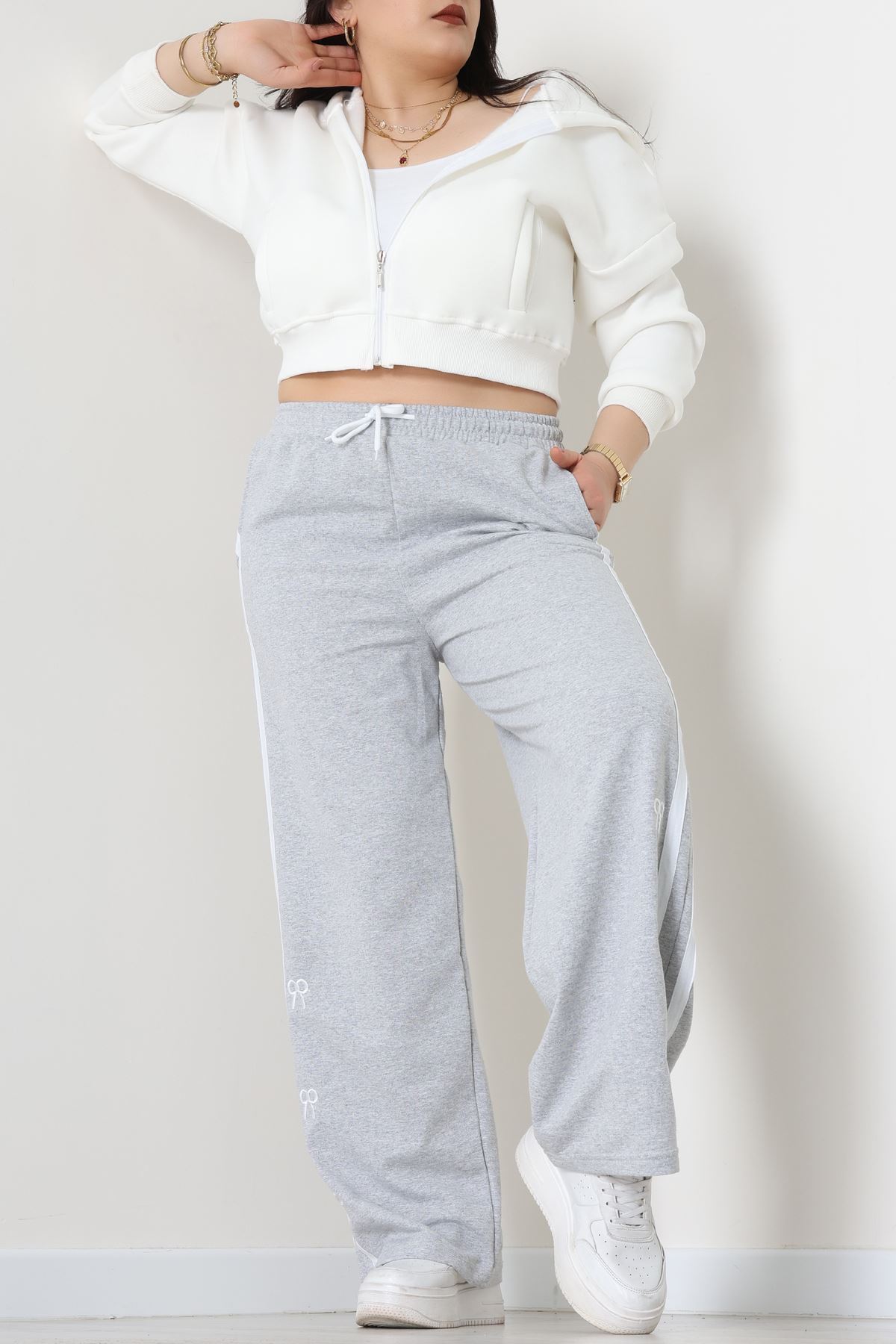 2 İplik Büyük Beden Eşofman Altı Gri - 52178.1005.