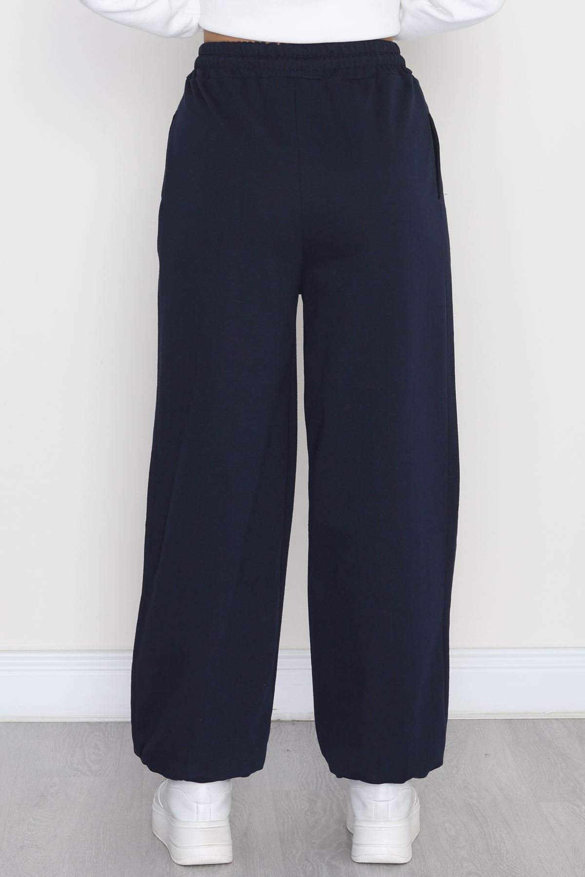 Paça Lastikli 2 İplik Pileli Eşofman Altı Lacivert - 52008.1857.