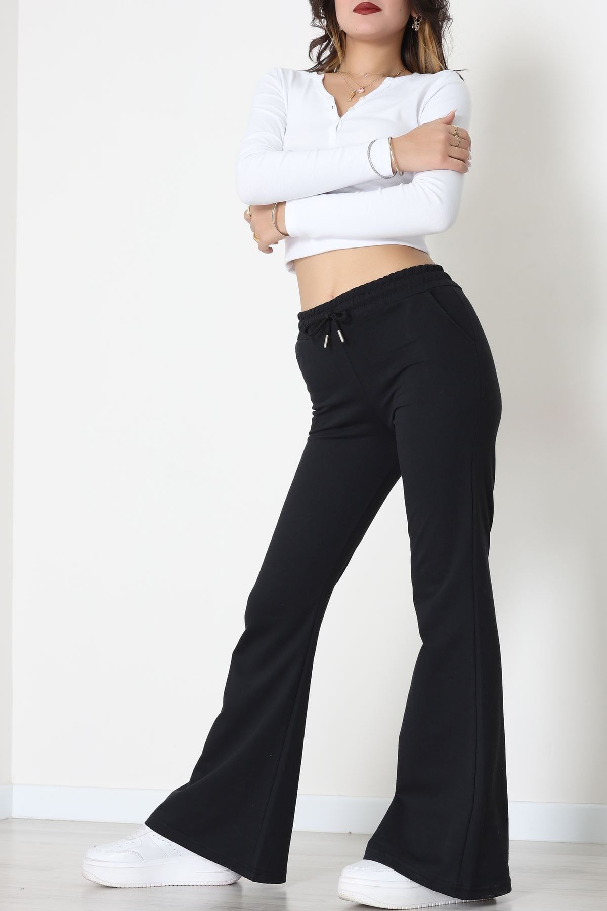 2 İplik İspanyol Paça Eşofman Altı Siyah - 52118.1857.