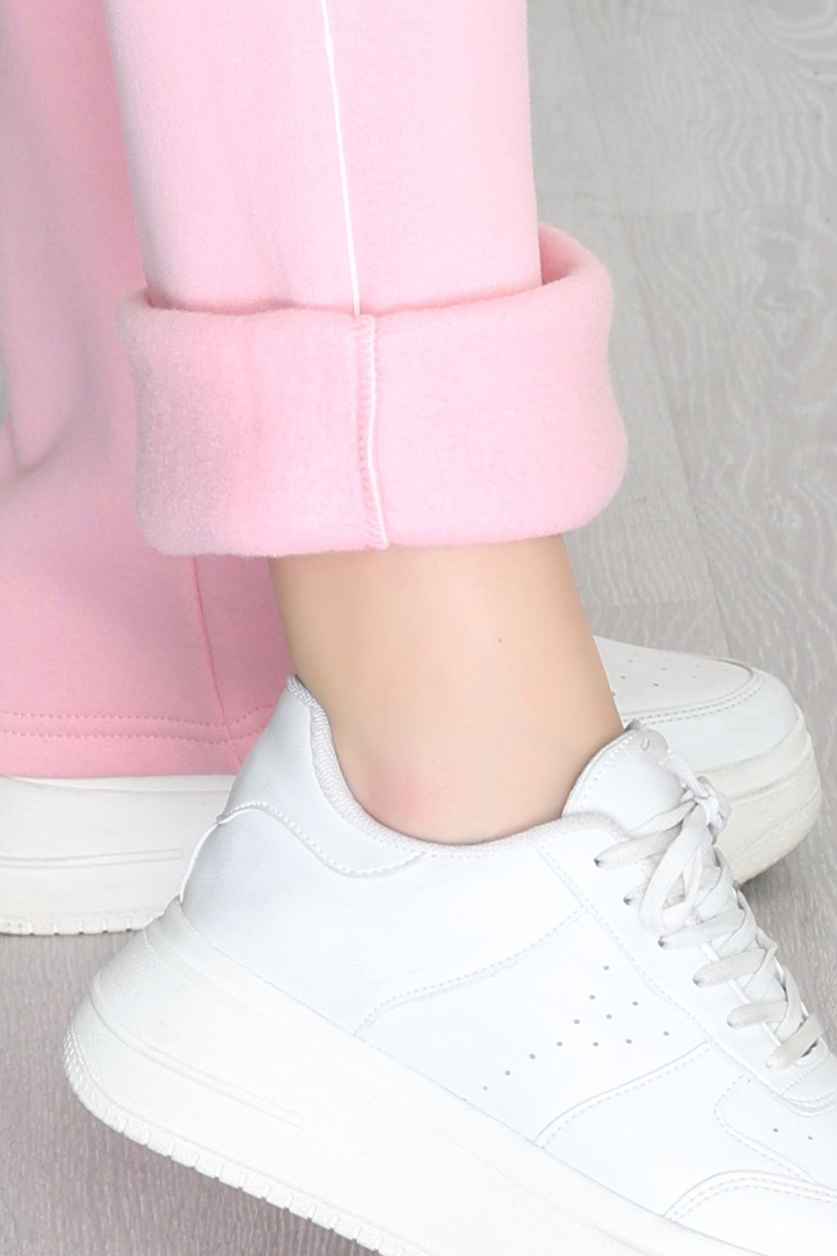 3 İplik Biyeli Palazzo Eşofman Altı Pudra - 30104.1878.