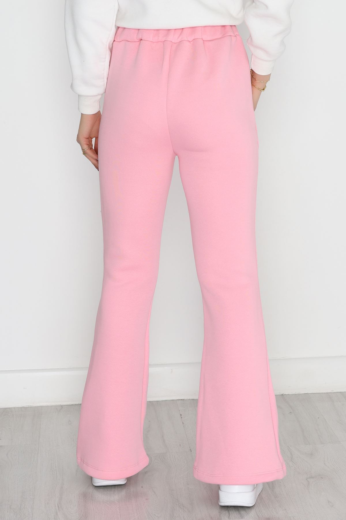 3 İplik İspanyol Paça Eşofman Altı Pembe - 42522.1878.