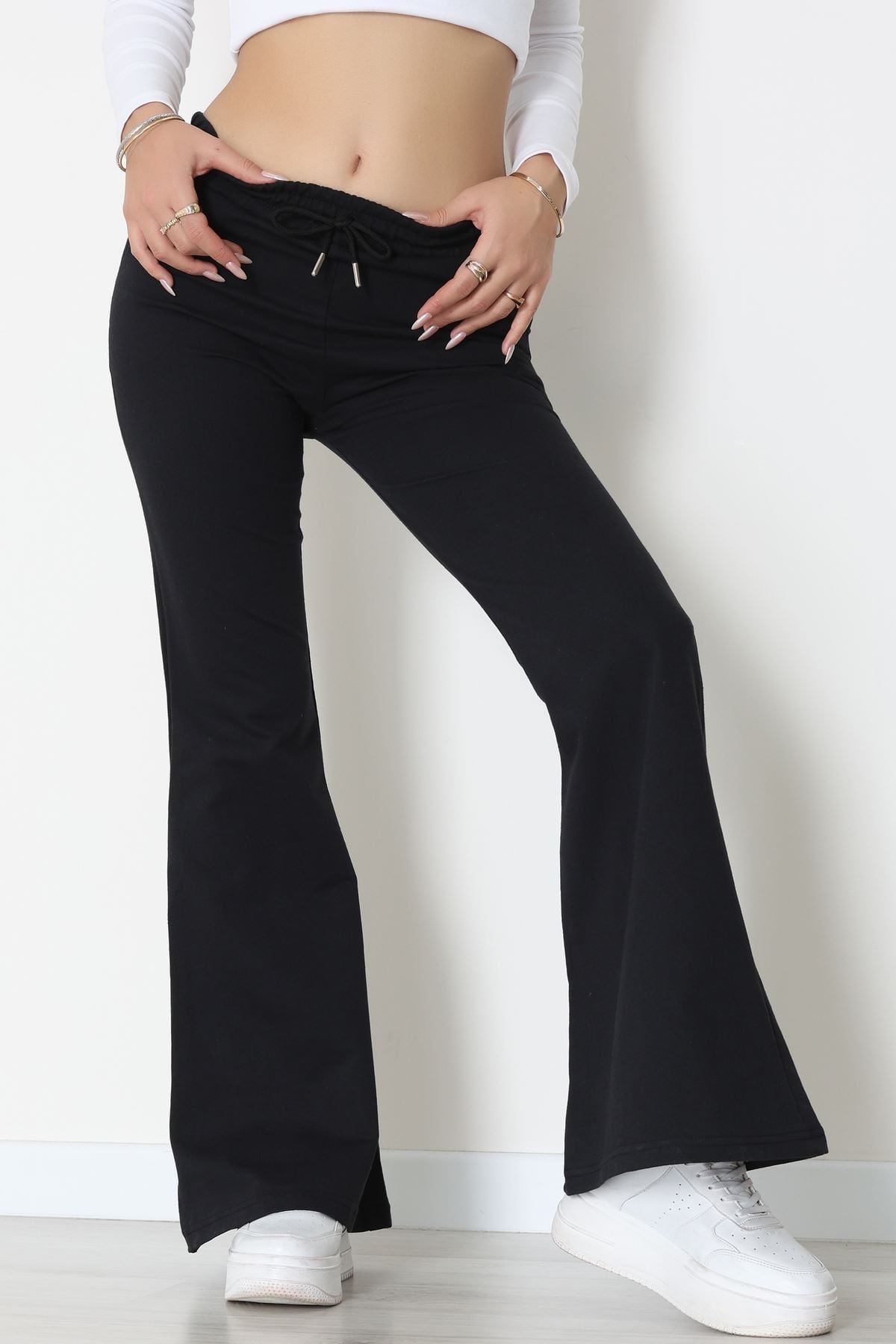 2 İplik İspanyol Paça Eşofman Altı Siyah - 52118.1857.