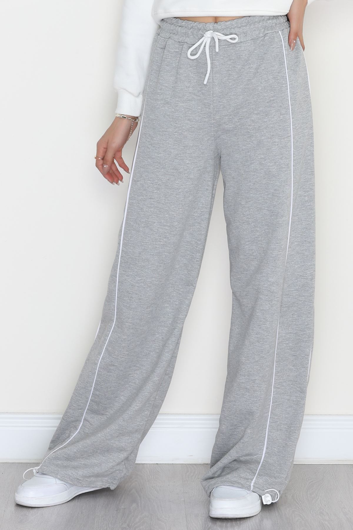 2 İplik Paça Stoperli Eşofman Altı Gri - 40019.1857.