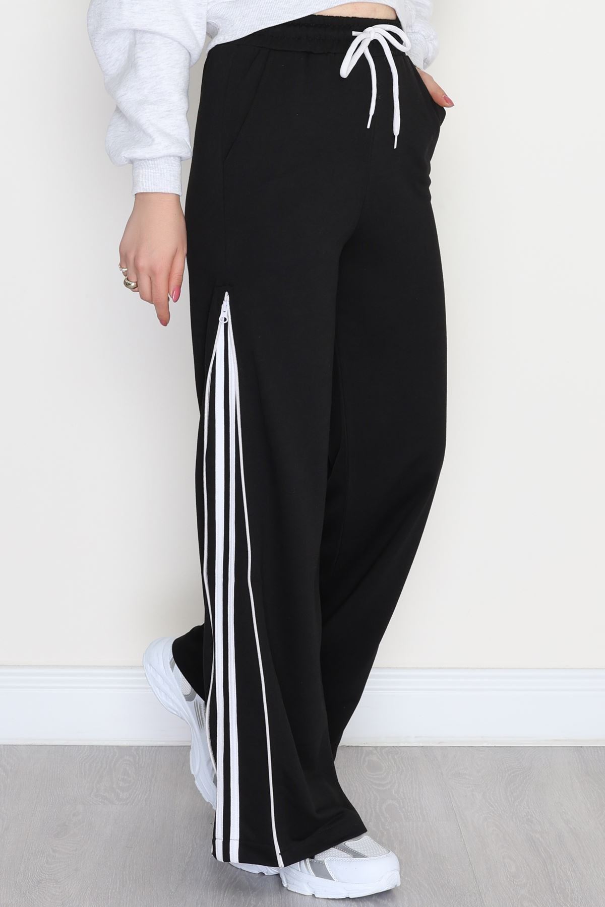 Fermuarlı 2 İplik Eşofman Altı Siyah - 50741.1005.