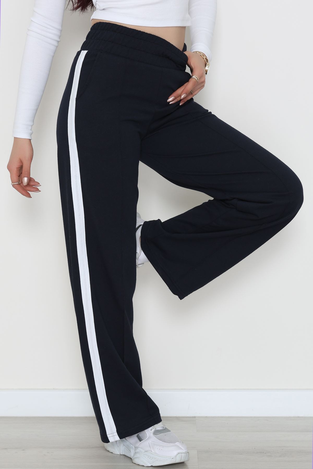 Şeritli 2 İplik Eşofman Altı Lacivert - 52103.1005.