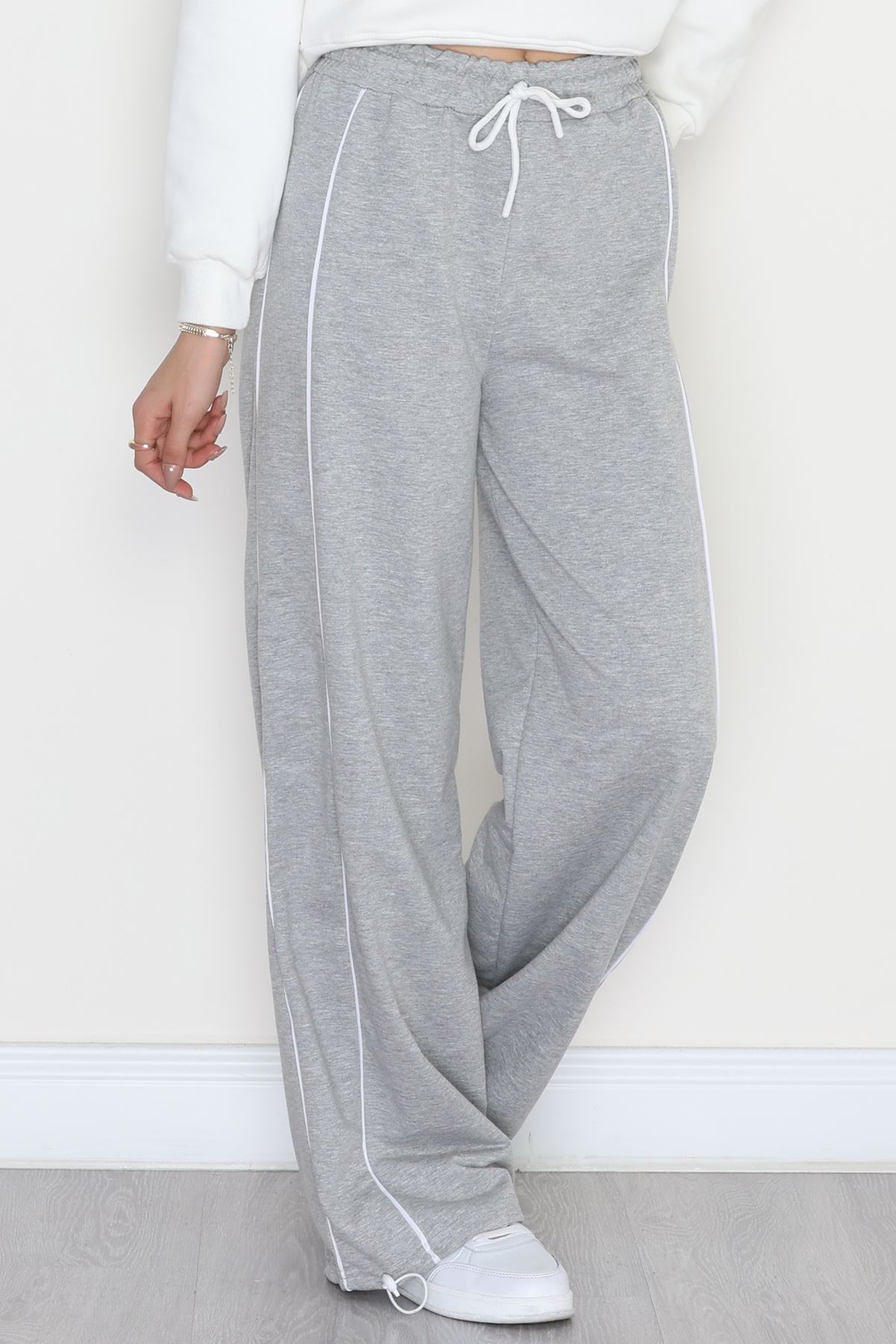 2 İplik Paça Stoperli Eşofman Altı Gri - 40019.1857.