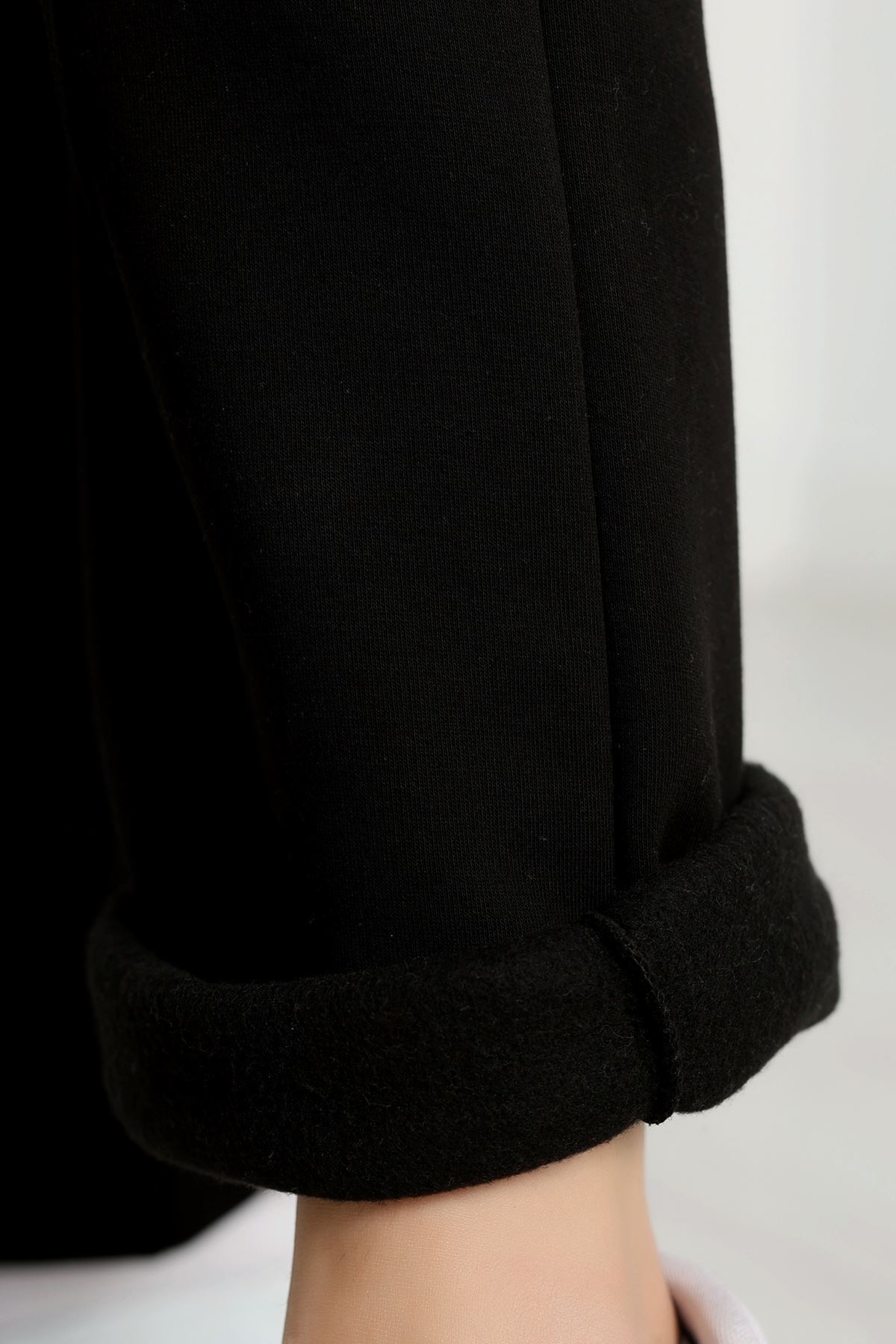 3 İplik Önü Çımalı Eşofman Altı Siyah - 42520.1878.