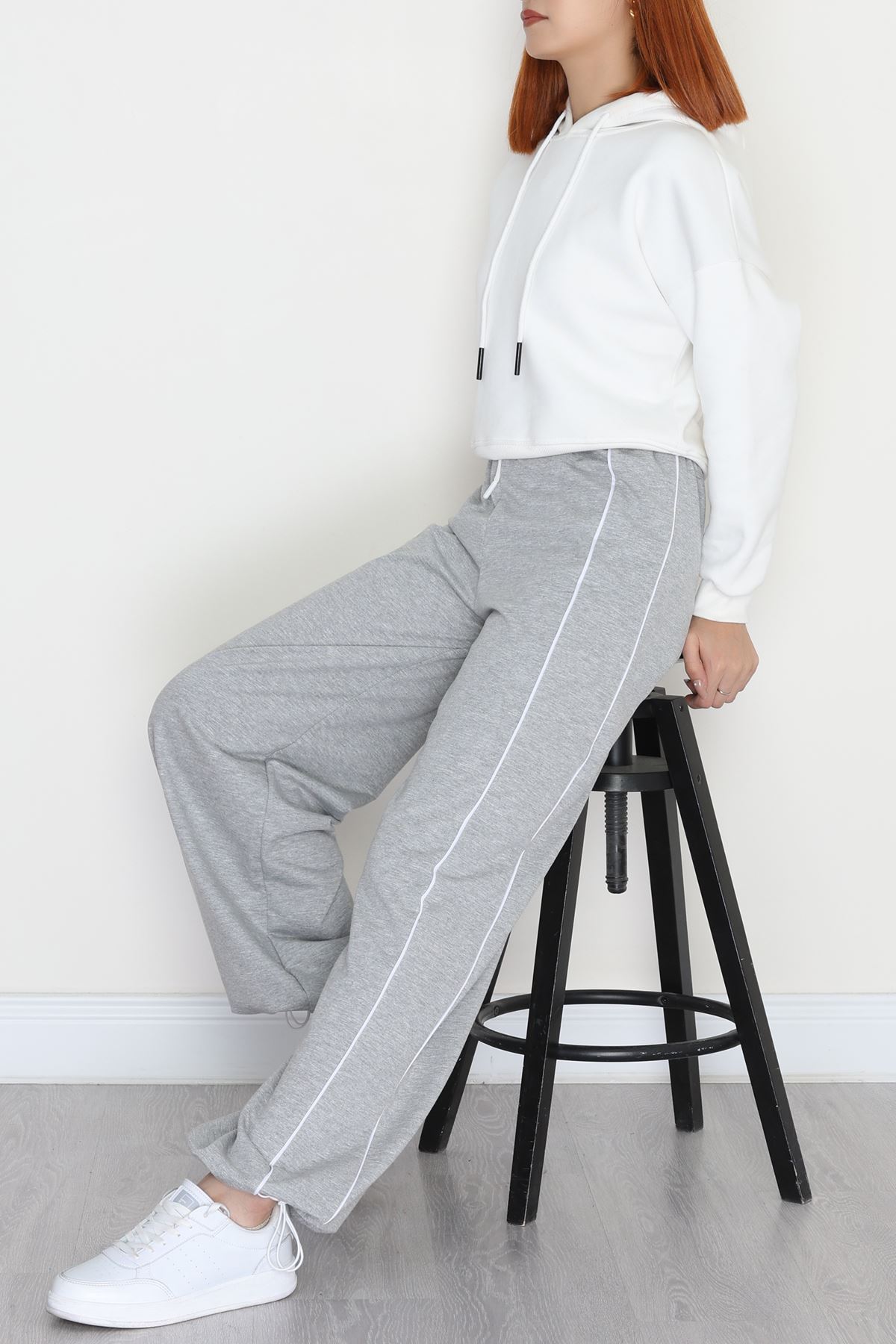 2 İplik Paça Stoperli Eşofman Altı Gri - 40019.1857.