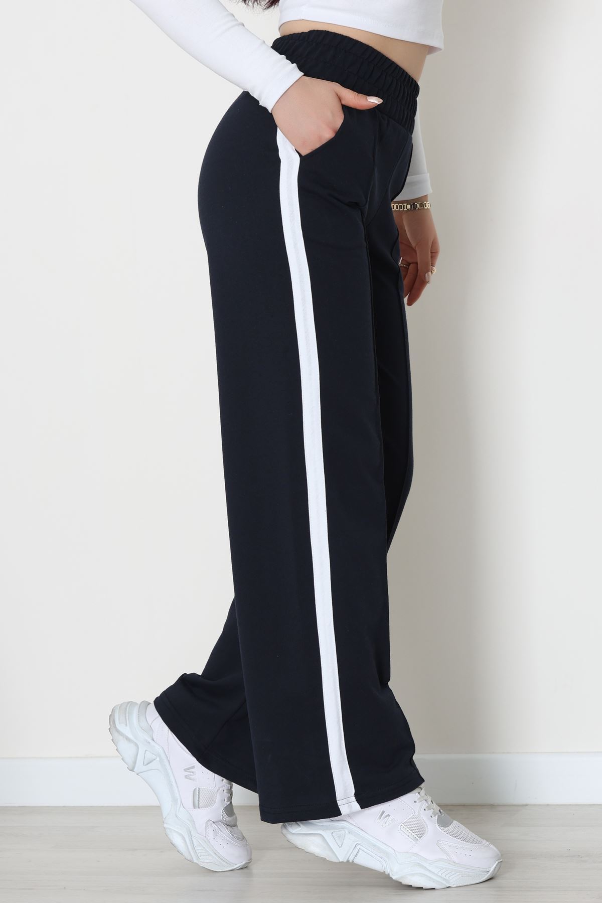 Şeritli 2 İplik Eşofman Altı Lacivert - 52103.1005.