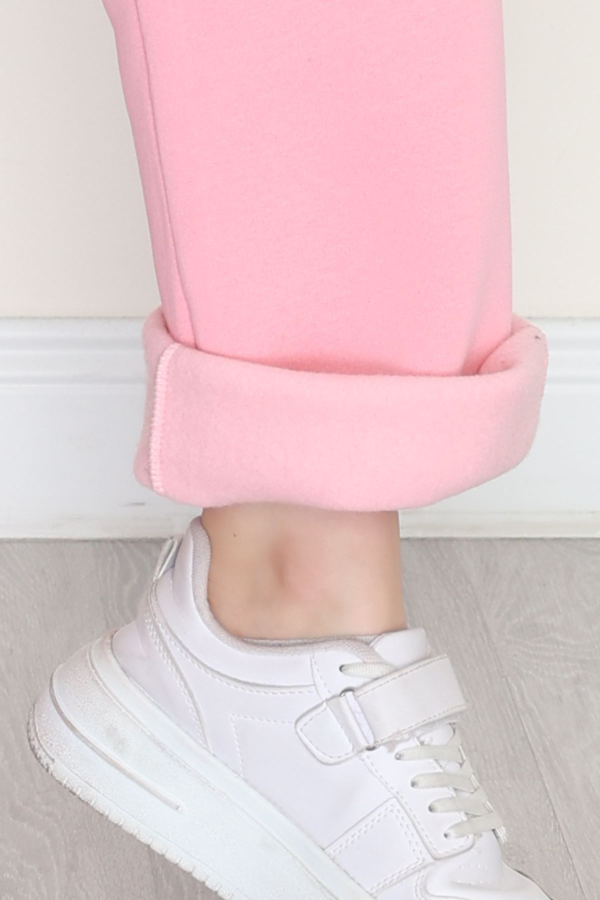 3 İplik Biyeli Palazzo Eşofman Altı Pembe - 30104.1878.