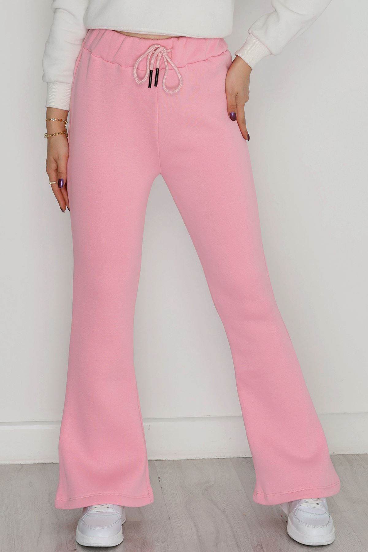 3 İplik İspanyol Paça Eşofman Altı Pembe - 42522.1878.